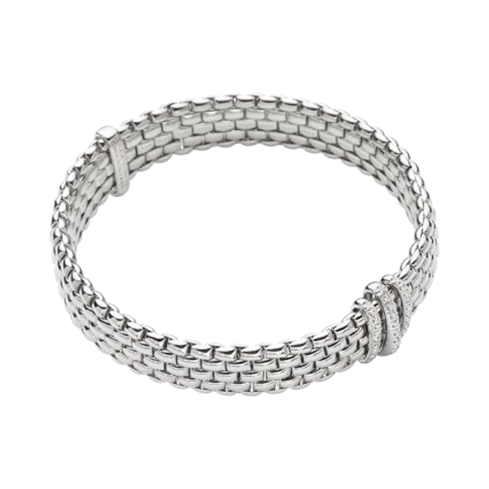 Fope Flex-it Panorama Medium Bangle with Diamond set Rondells Brilliant Cut, Grain Set_1