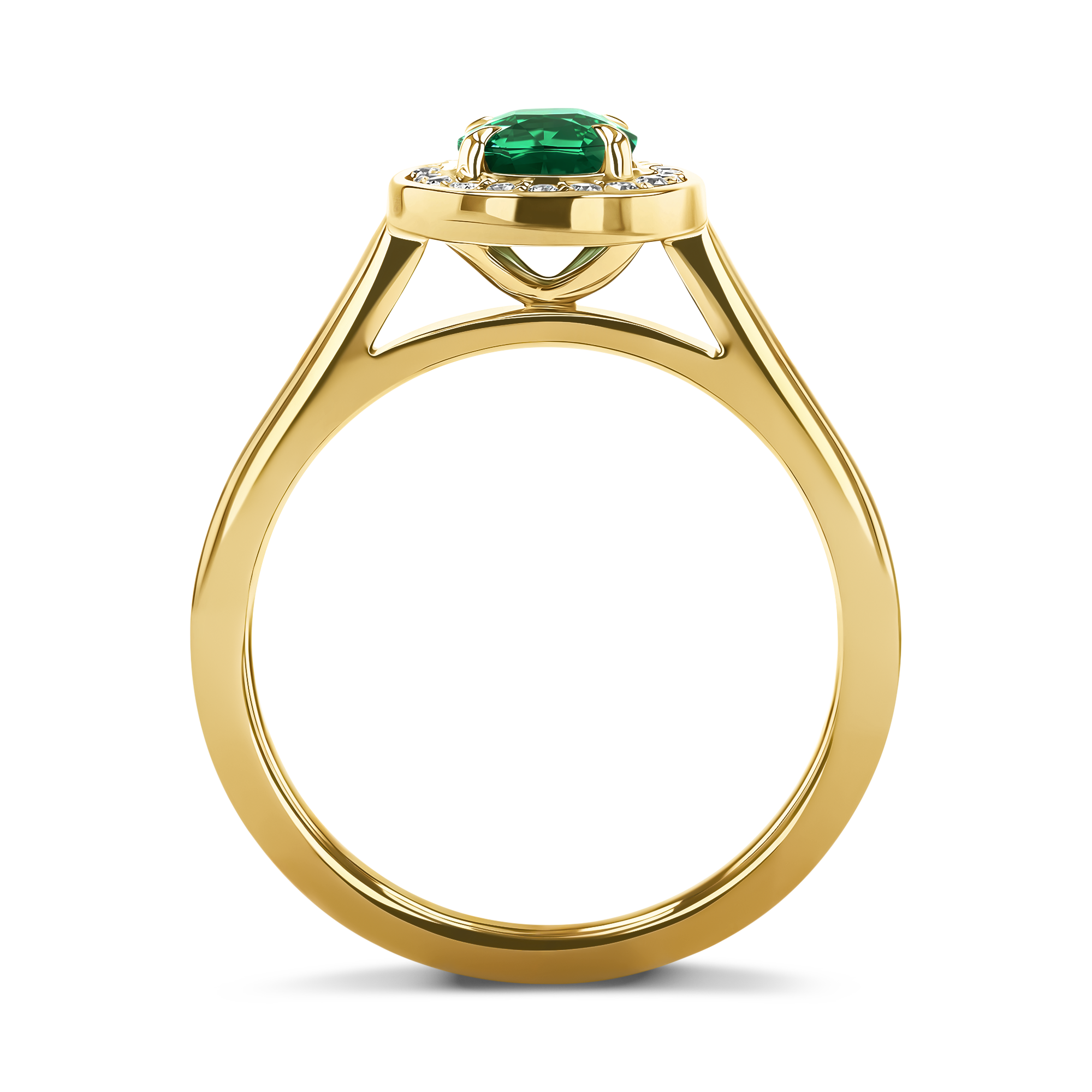 Classic 0.70ct Emerald and Diamond Cluster Ring Brilliant cut, Claw set_3