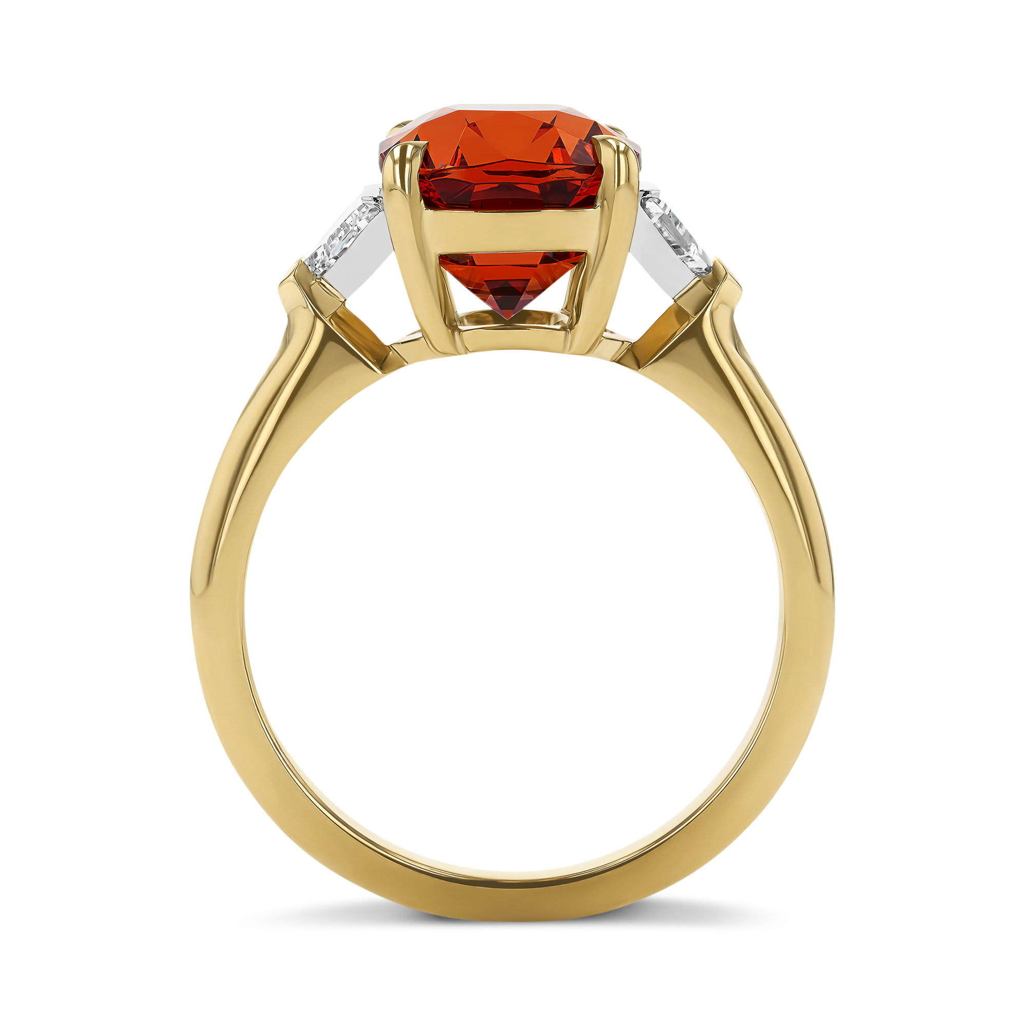 Oval Cut 6.08ct Namibian Spessartite Garnet and Diamond Ring Oval Cut, Claw Set_3