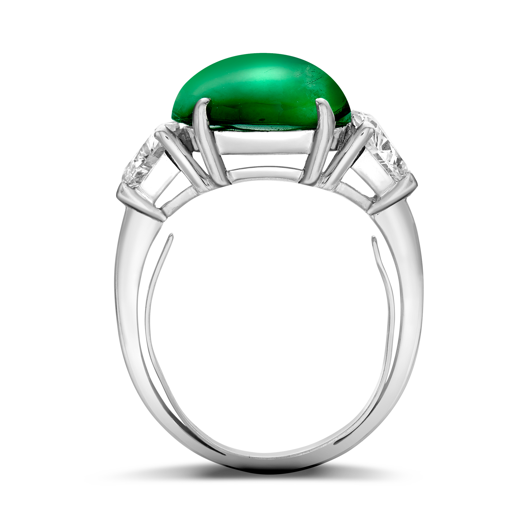 Jade and Heart Diamond Ring Oval Cabochon and Heart Cut, Claw Set_3