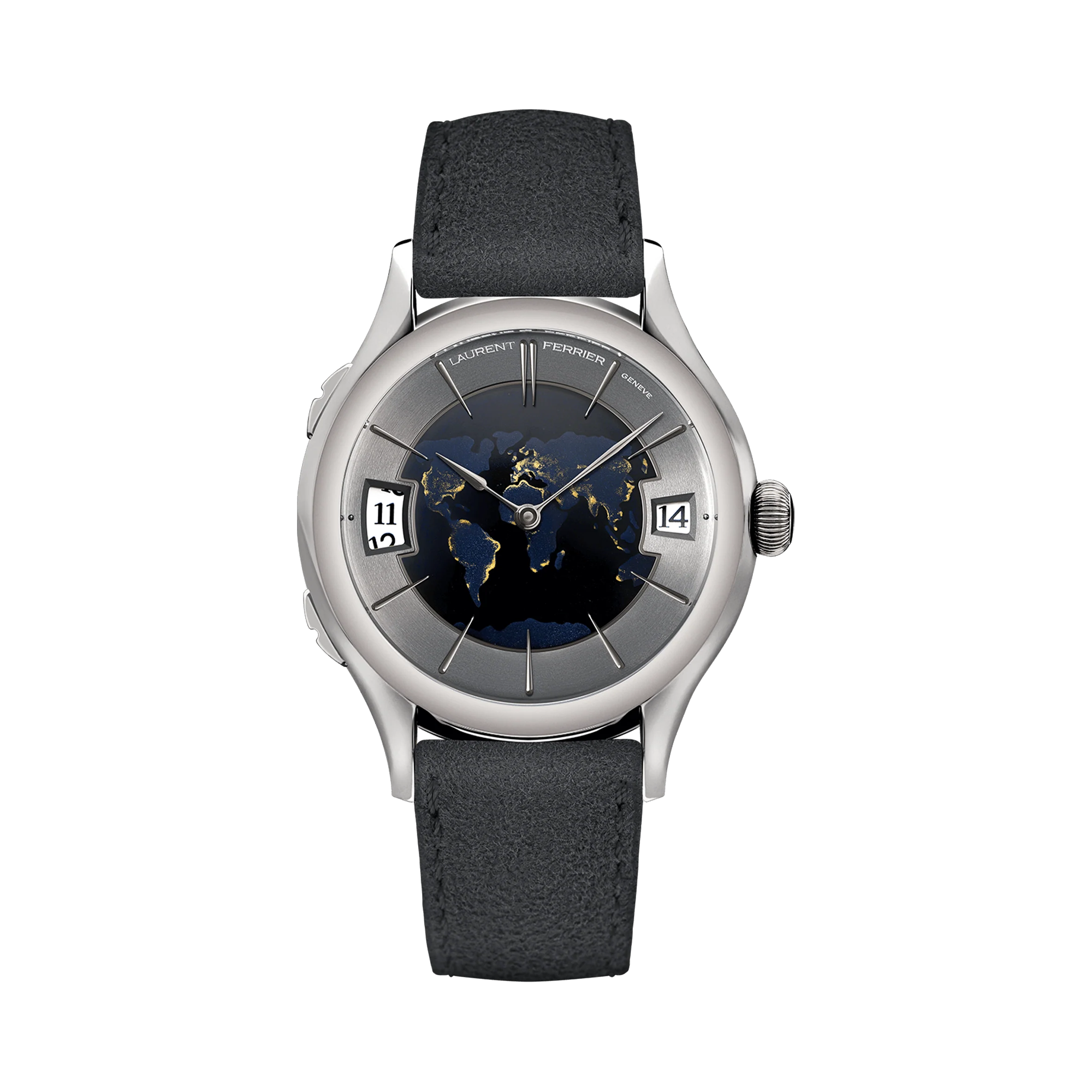 Laurent Ferrier Classic Traveller Globe 41mm, Blue and Grey Dial, Baton Numerals_1