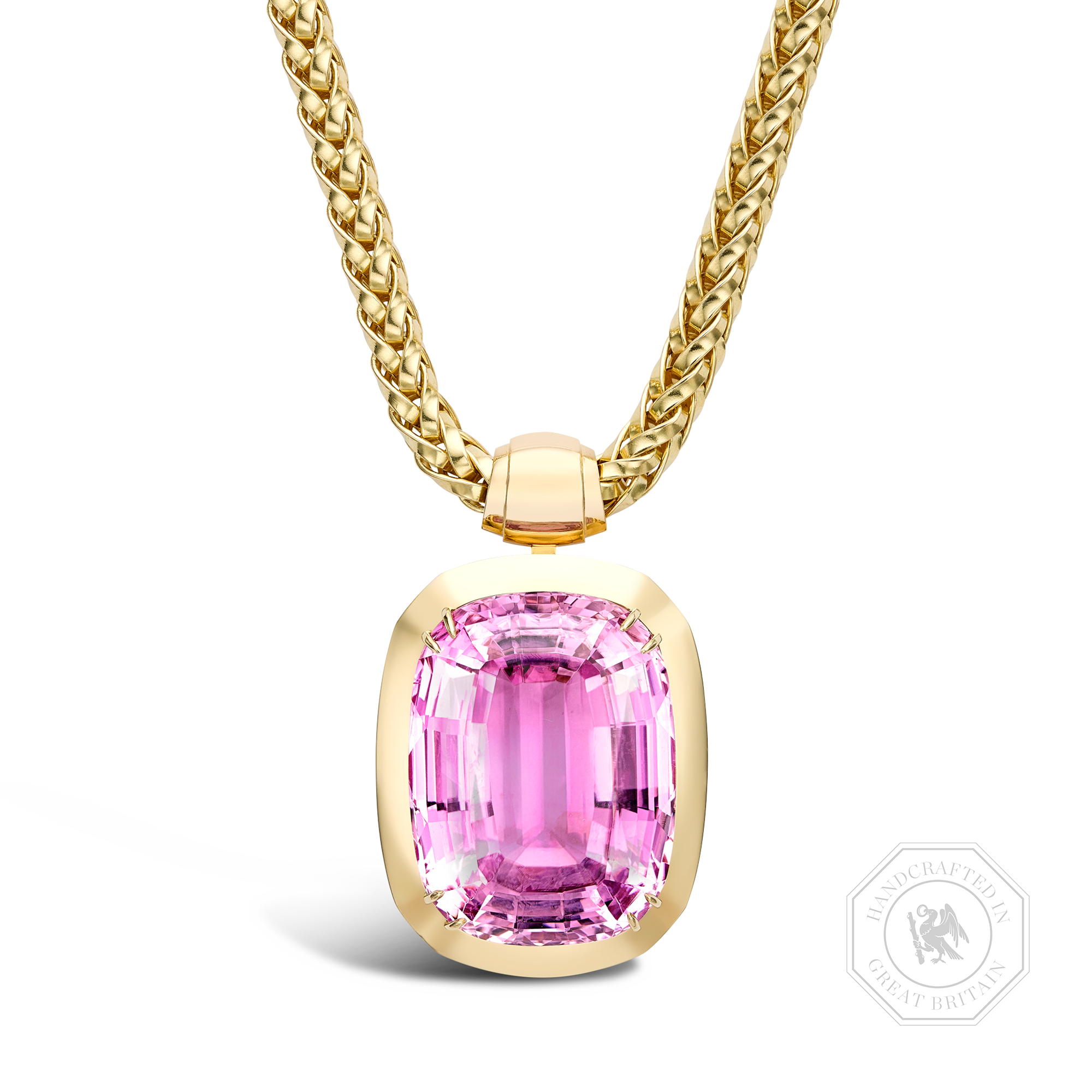Masterpiece Portrait Setting 153.09ct Kunzite Solitaire Pendant Cushion Modern Cut, Rubover Set_1
