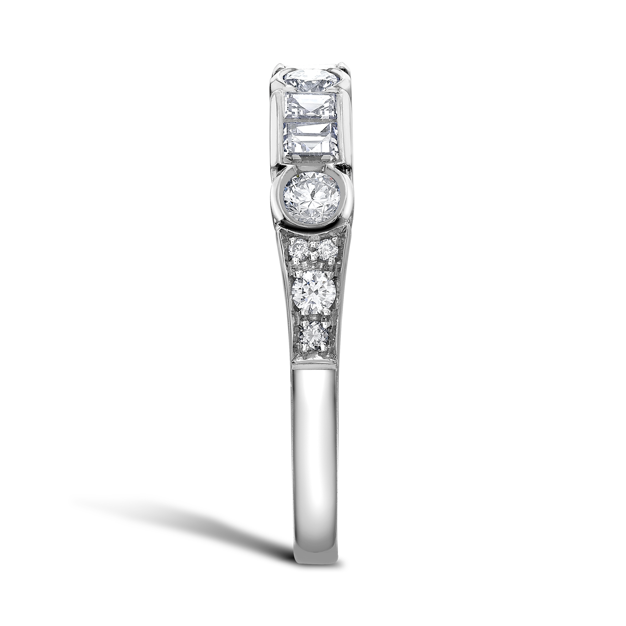 Antrobus 0.72ct Diamond Half Eternity Ring Carré Cut, Rubover Set_4