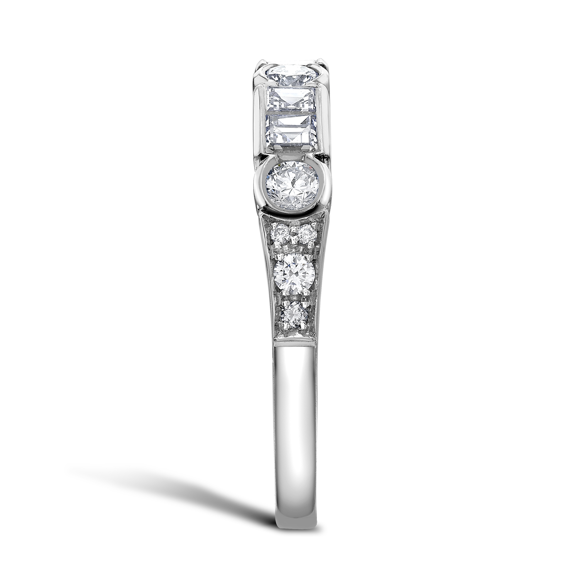 Antrobus 0.72ct Diamond Half Eternity Ring Brilliant & Carré Cut, Rubover Set_4