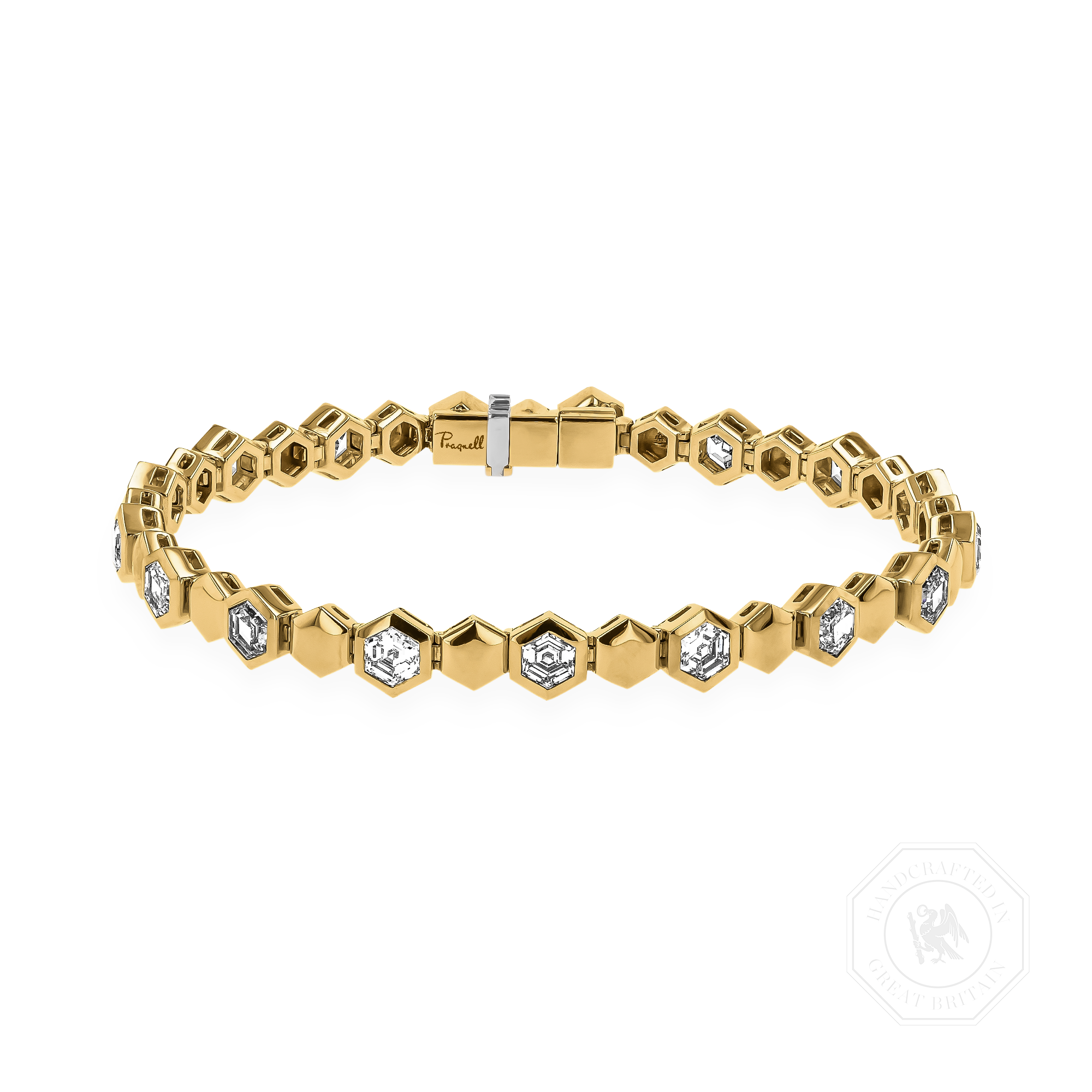 Honeycomb 5.53ct Diamond Bracelet Hexagonal Cut, Rubover Set_1