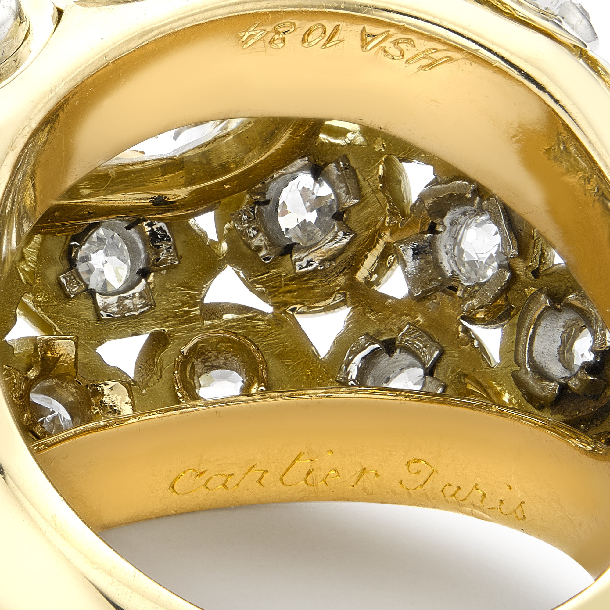 Cartier Paris Diamond Bombé Ring Old and Brilliant Cut, Rub Over Set_5