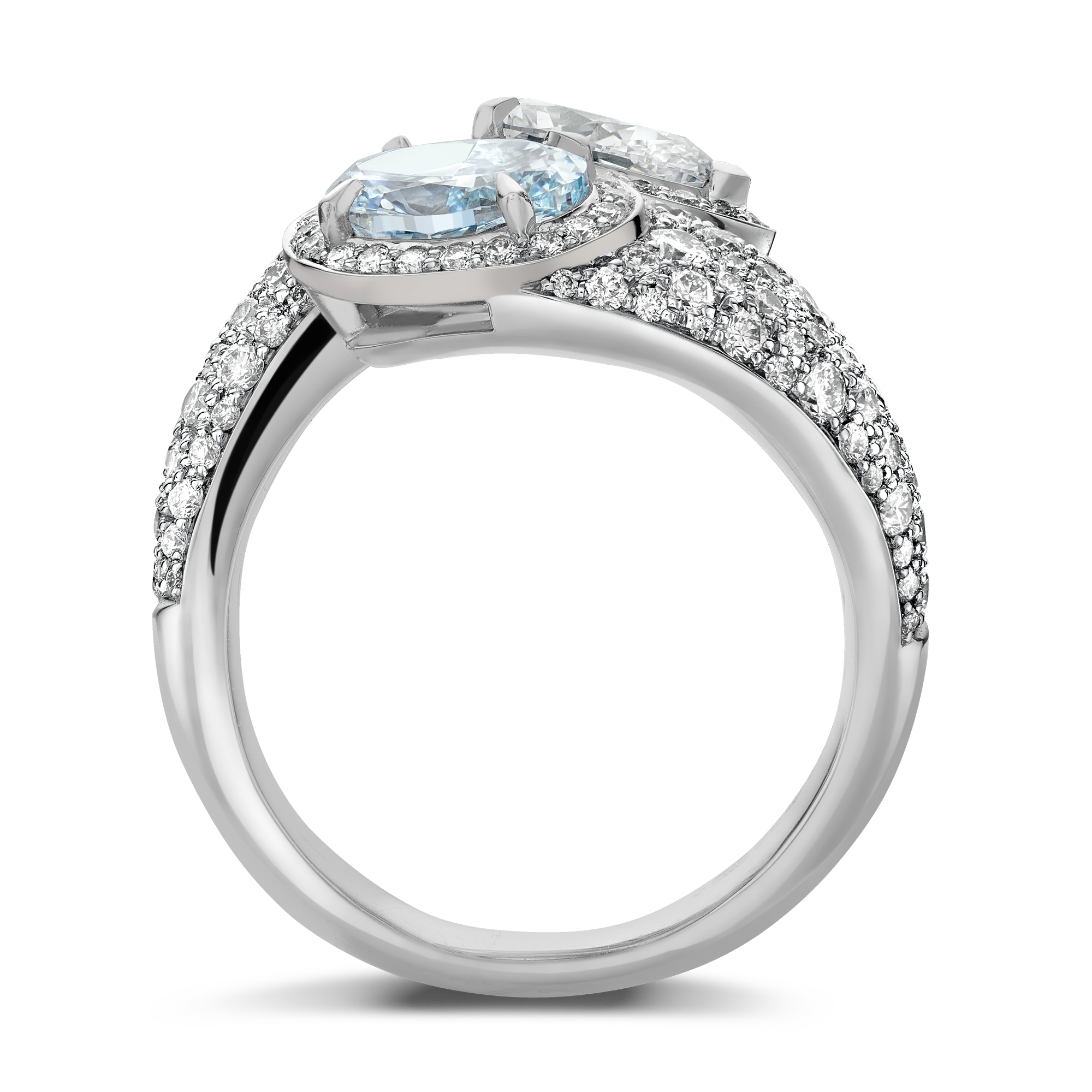 Masterpiece 1.01ct Oval Fancy Blue Diamond Bypass Ring Oval Cut, Claw Set_3
