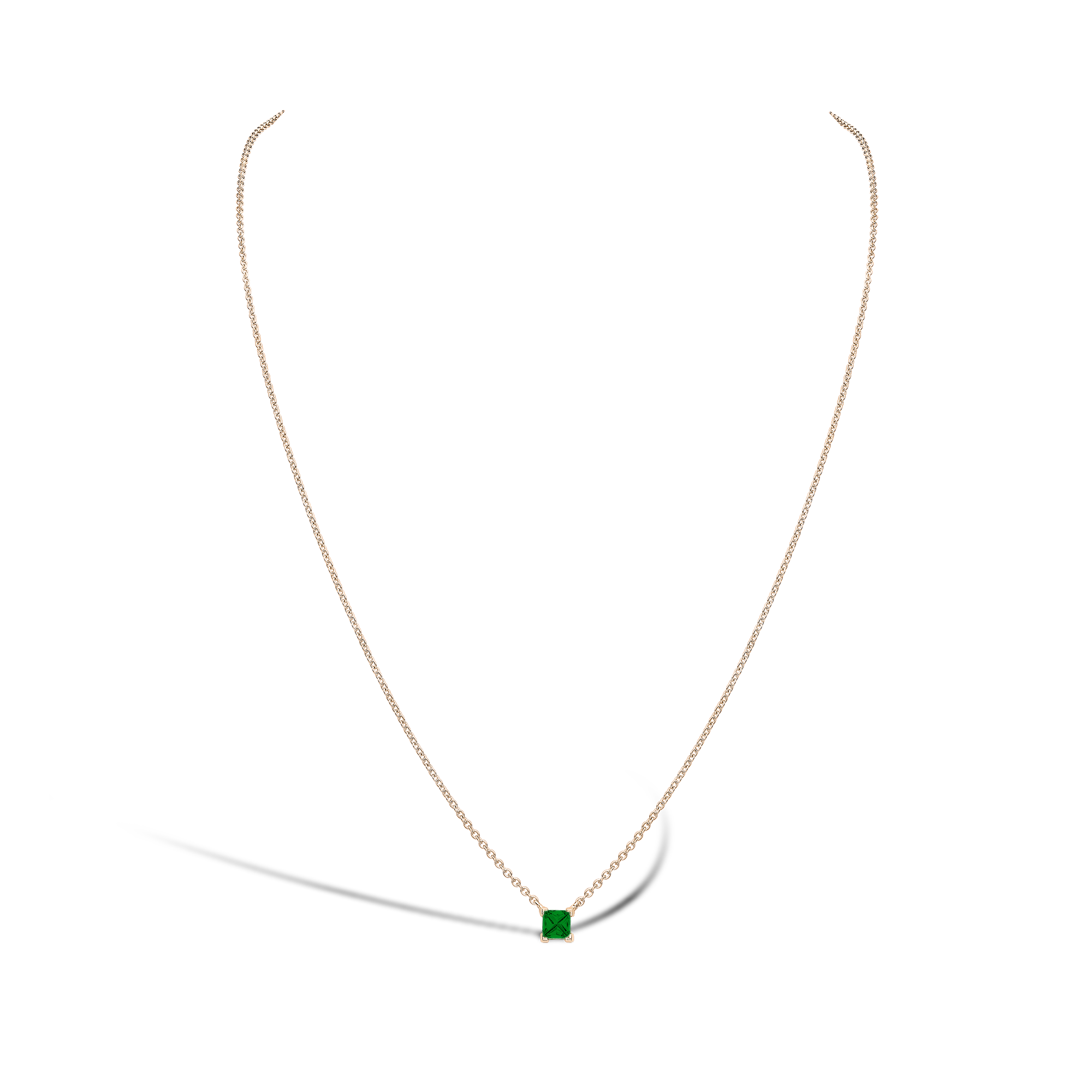 RockChic Emerald Solitaire Necklace Princess Cut, Claw Set_2