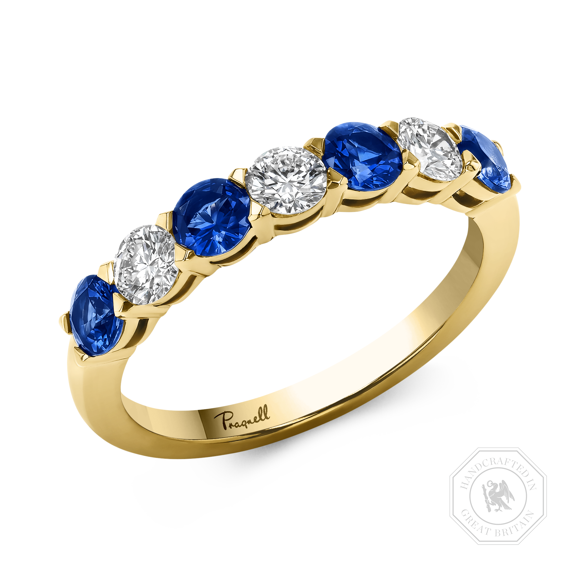 Seven Stone Sapphire and Diamond Ring Brilliant cut, Claw set_1
