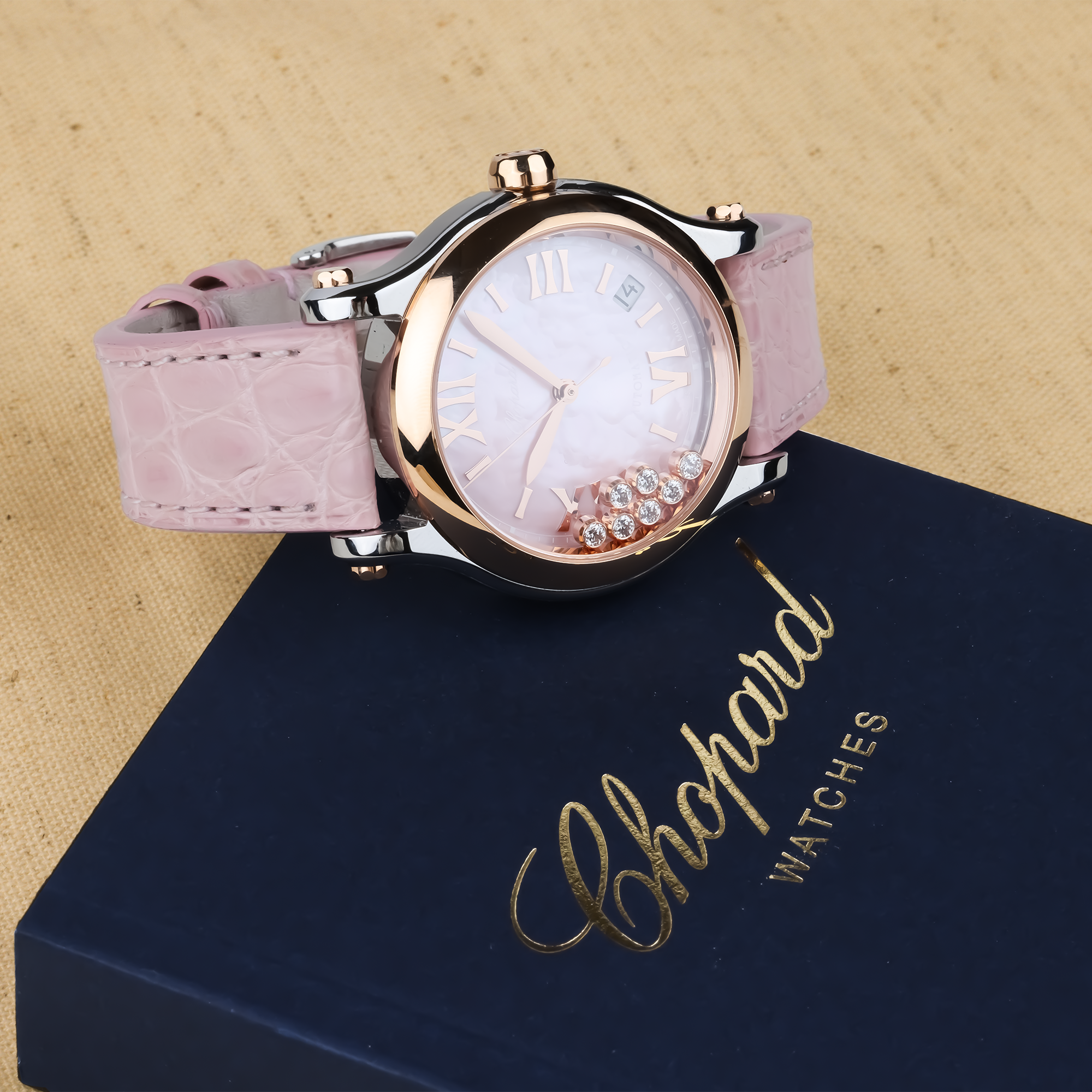 Pre-Owned Chopard Happy Sport 36 36mm, Pink Mother of Pearl Dial, Baton/Roman Numerals_10