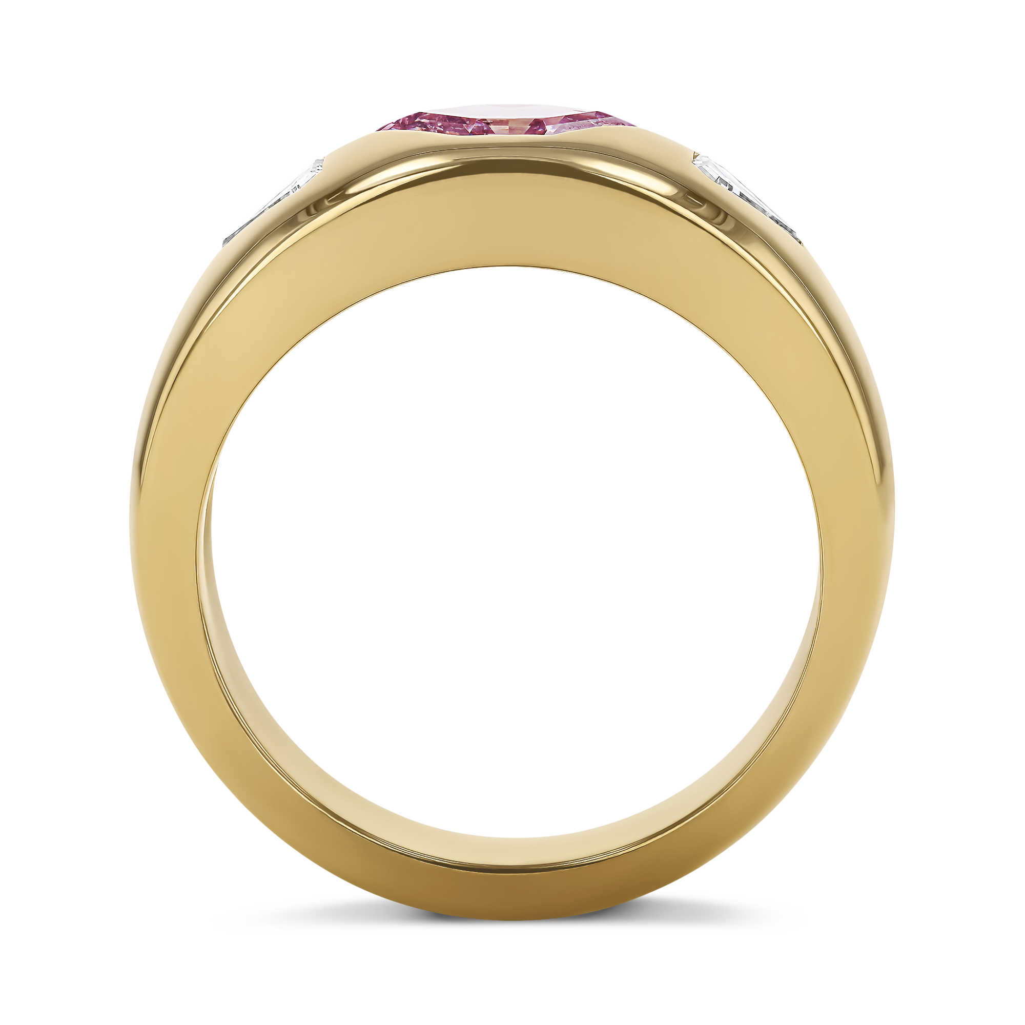 Masterpiece Stellar 0.78ct Fancy Intense Purplish-Pink Diamond Ring Hexagonal Cut, Rubover Set_3
