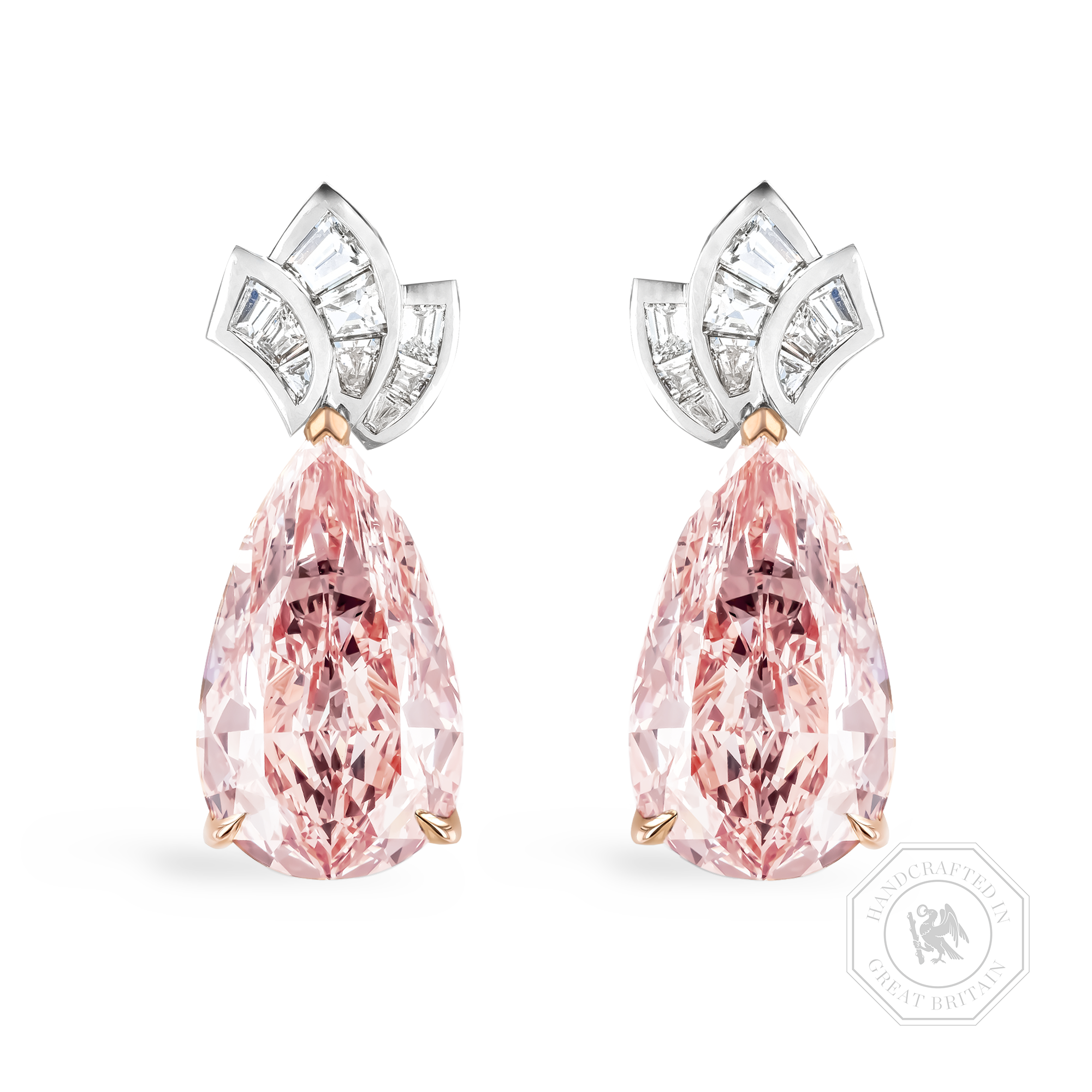 Masterpiece Manhattan 11.07ct Pink Diamond Drop Earrings Pear Shape, Claw Set_1