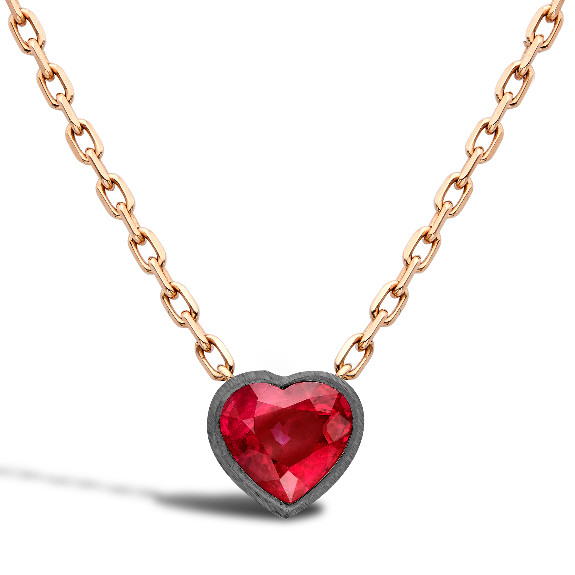 Legacy Heart Shape Ruby Pendant Heart & Brilliant Cut, Rubover Set_1