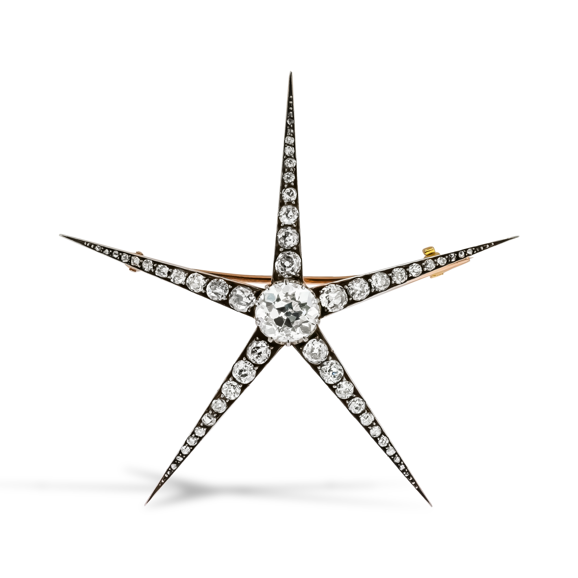 Belle Epoque 2.00ct Charles Fontana & Cie Diamond Star Brooch Old European Cut, Claw Set_1