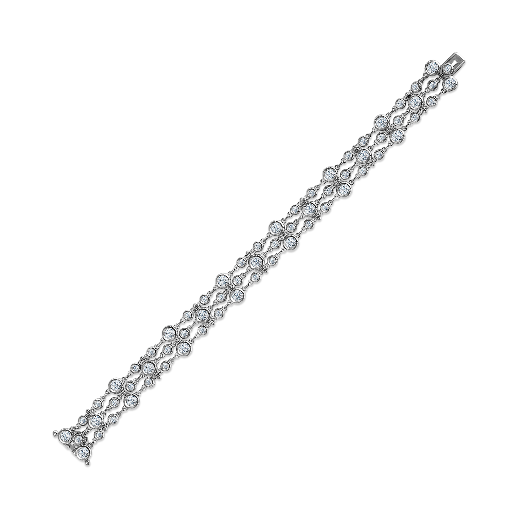 Bubbles Diamond Three-Row Bracelet Brilliant Cut, Rubover Set_1