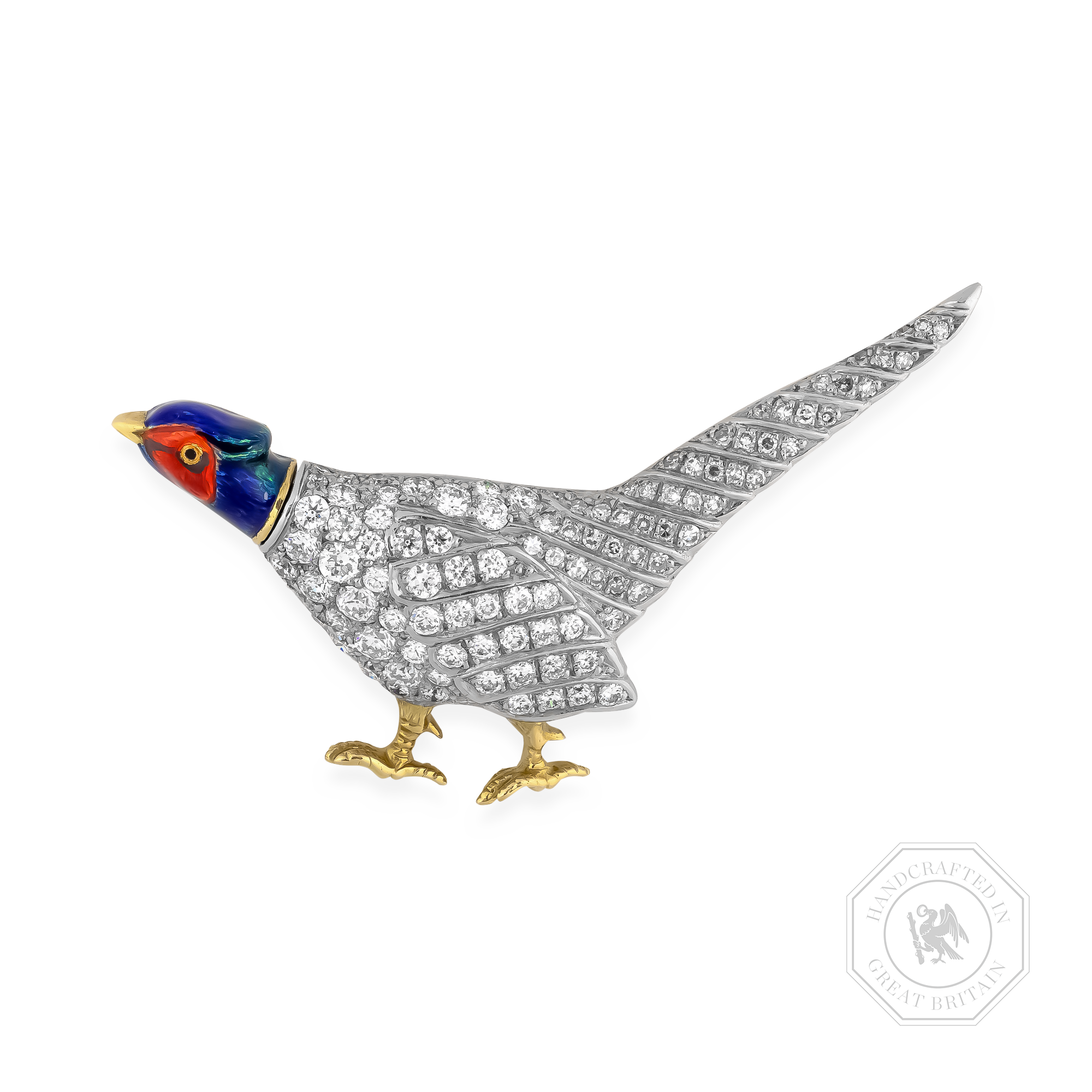 Brilliant Cut Diamond Brooch Pin Brooch with Enamel_1