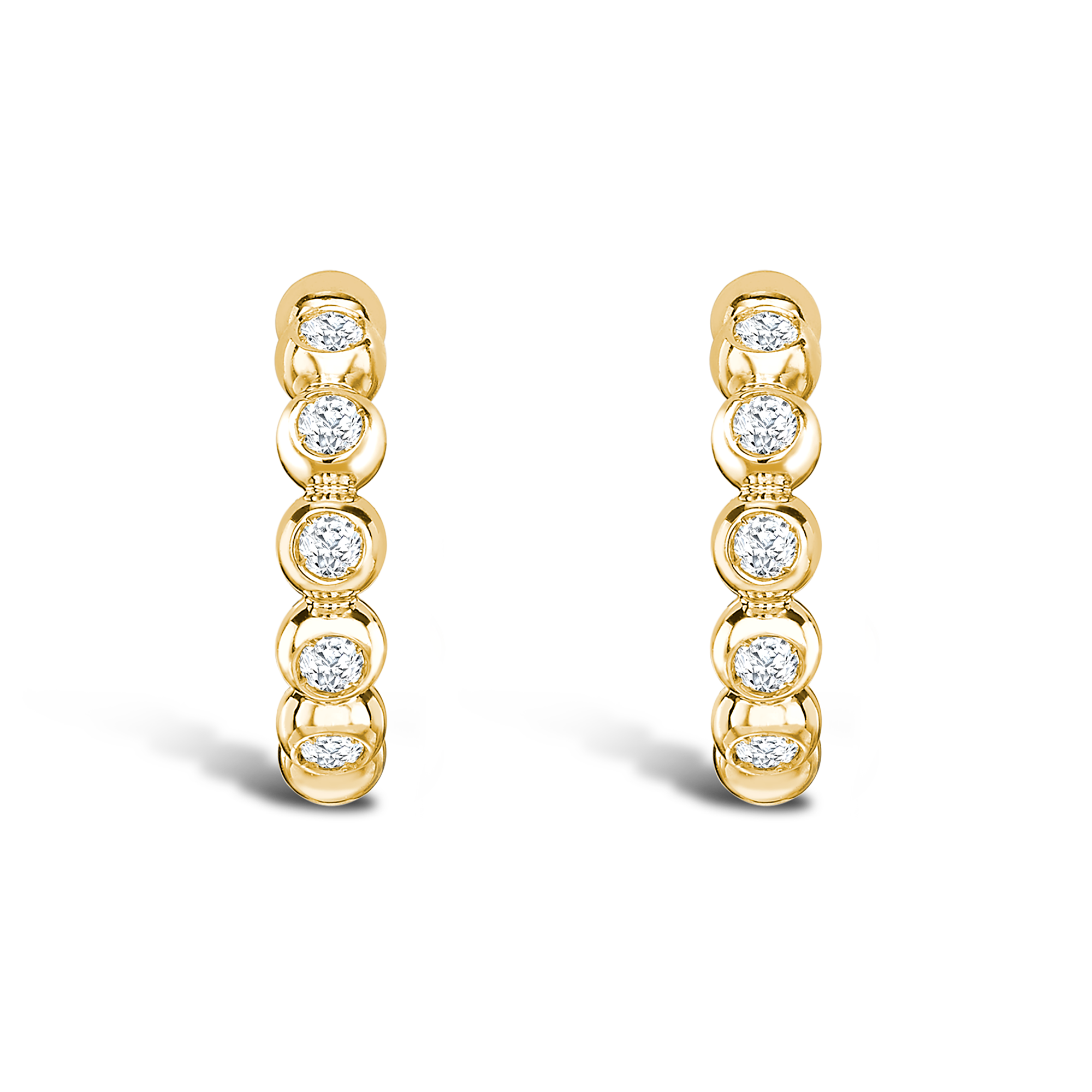 Bohemia Diamond Hoop Earrings Brilliant Cut, Rubover Set_2