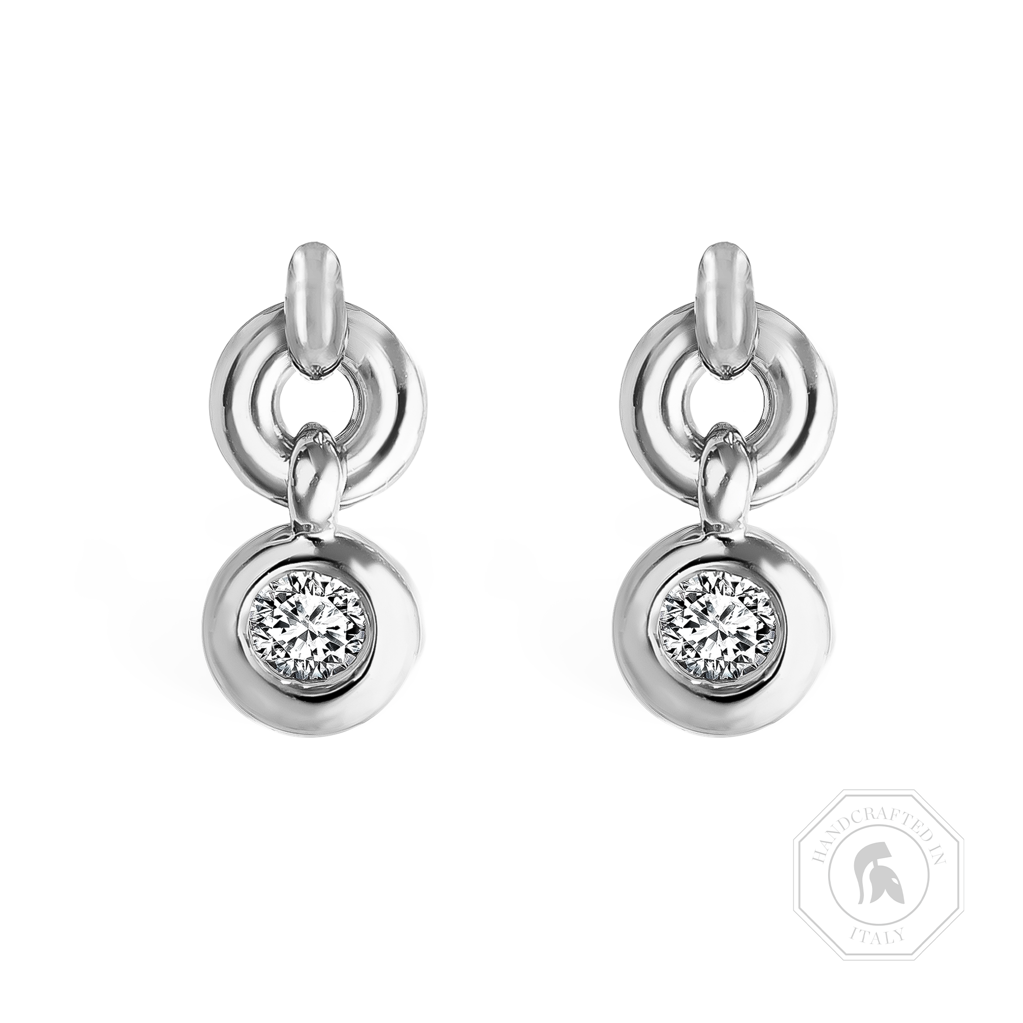 RockChain Two Stone Diamond Drop Earrings Brilliant Cut, Rubover Set_1