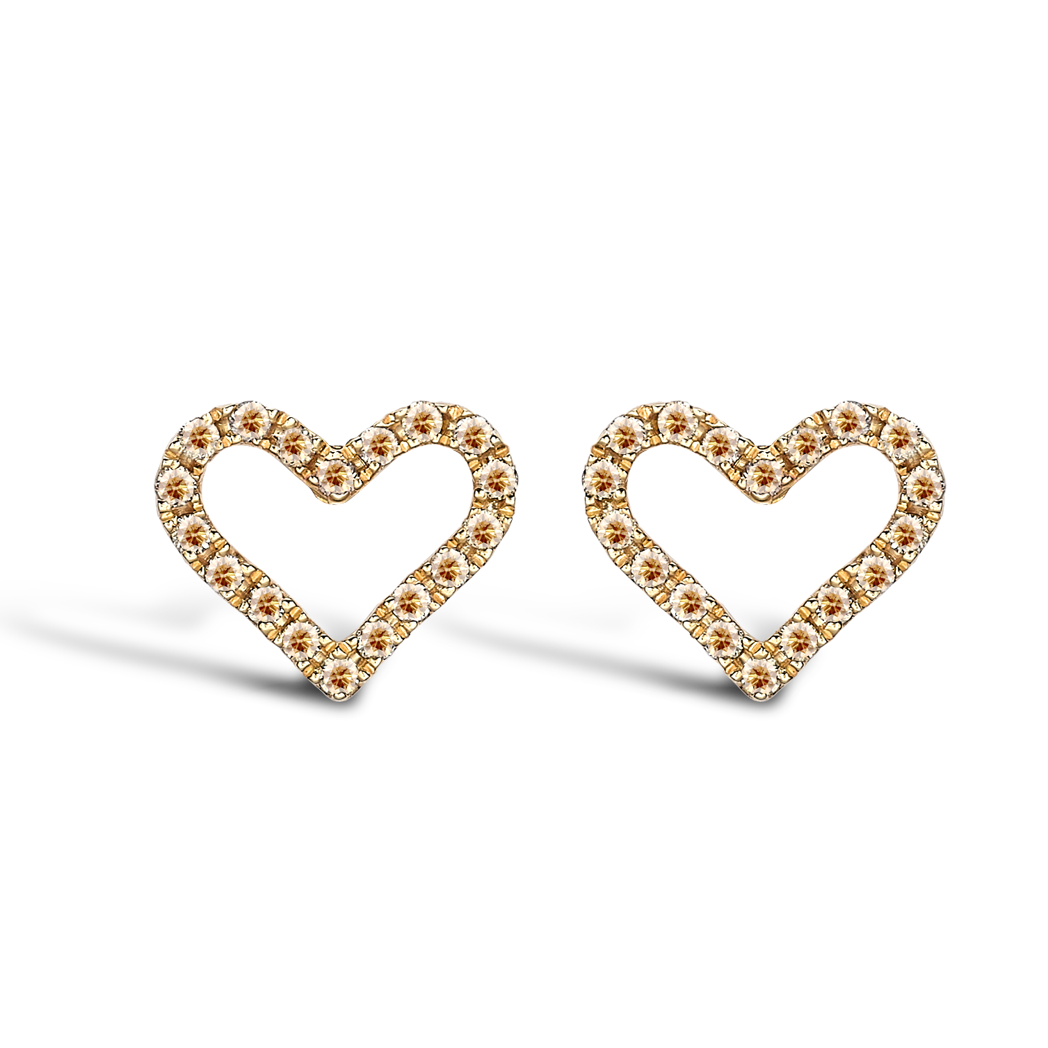 Rosa De La Cruz Heart Brown Diamond Earrings Brilliant Cut, Pavé Set_1