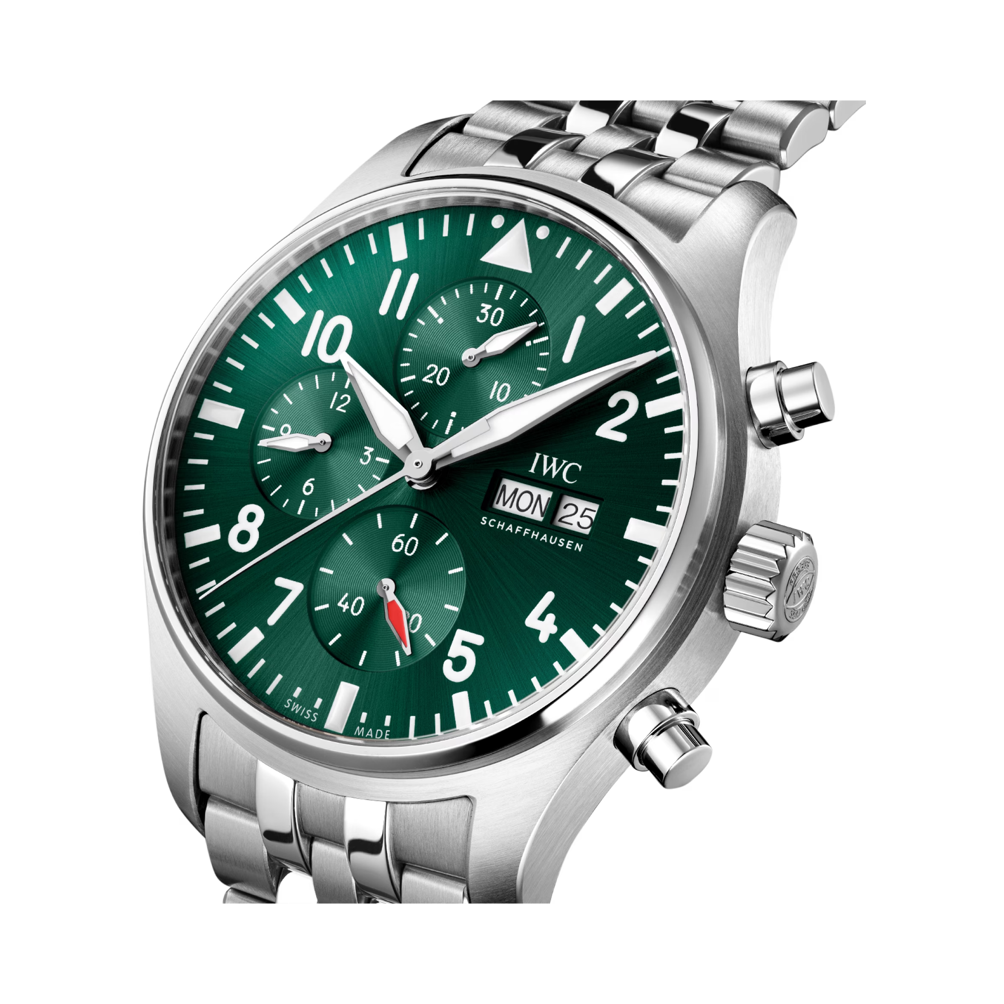 IWC Pilot's Chronograph 43mm, Green Dial, Roman and Baton Numerals_3