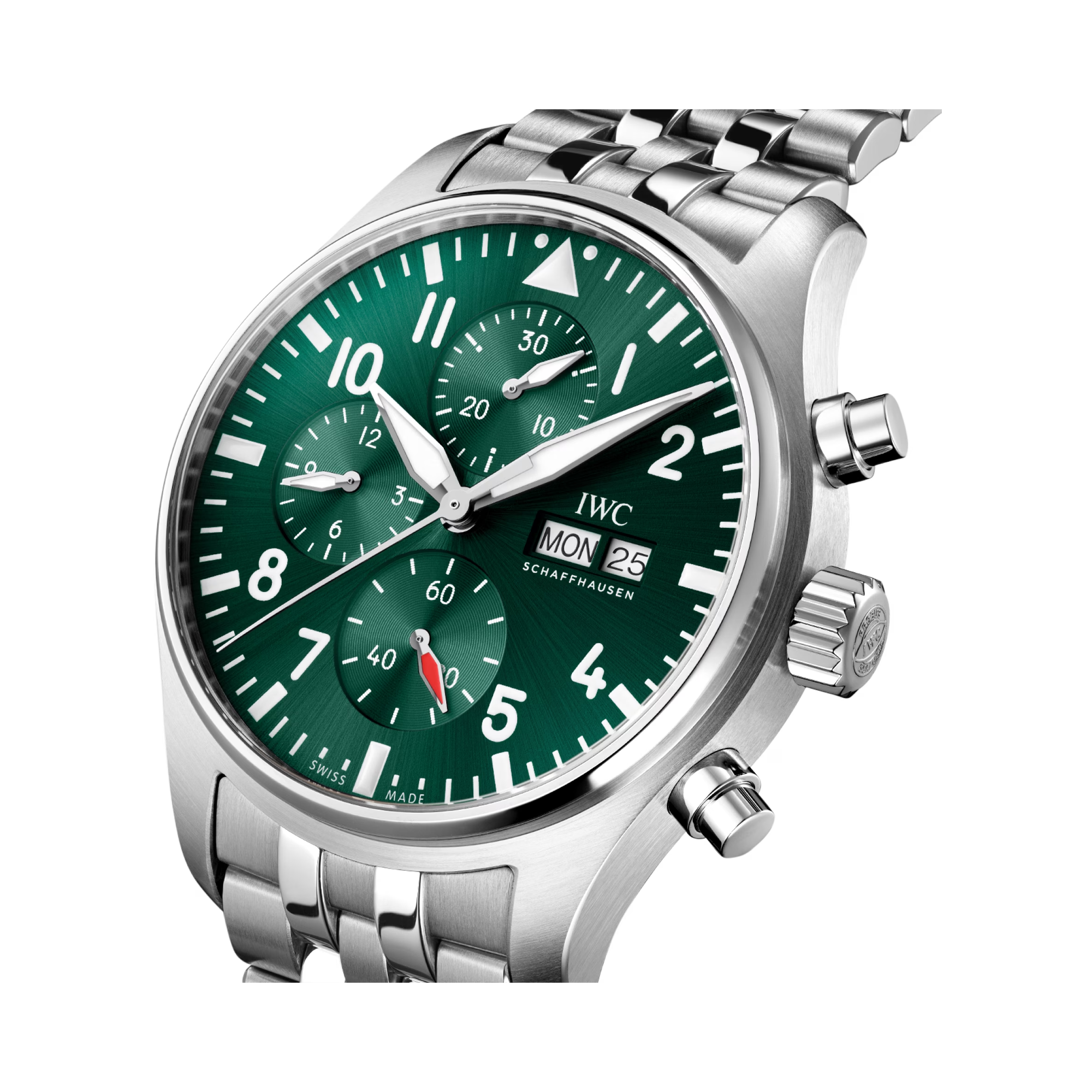 IWC Pilot's Chronograph 43mm, Green Dial, Roman and Baton Numerals_3