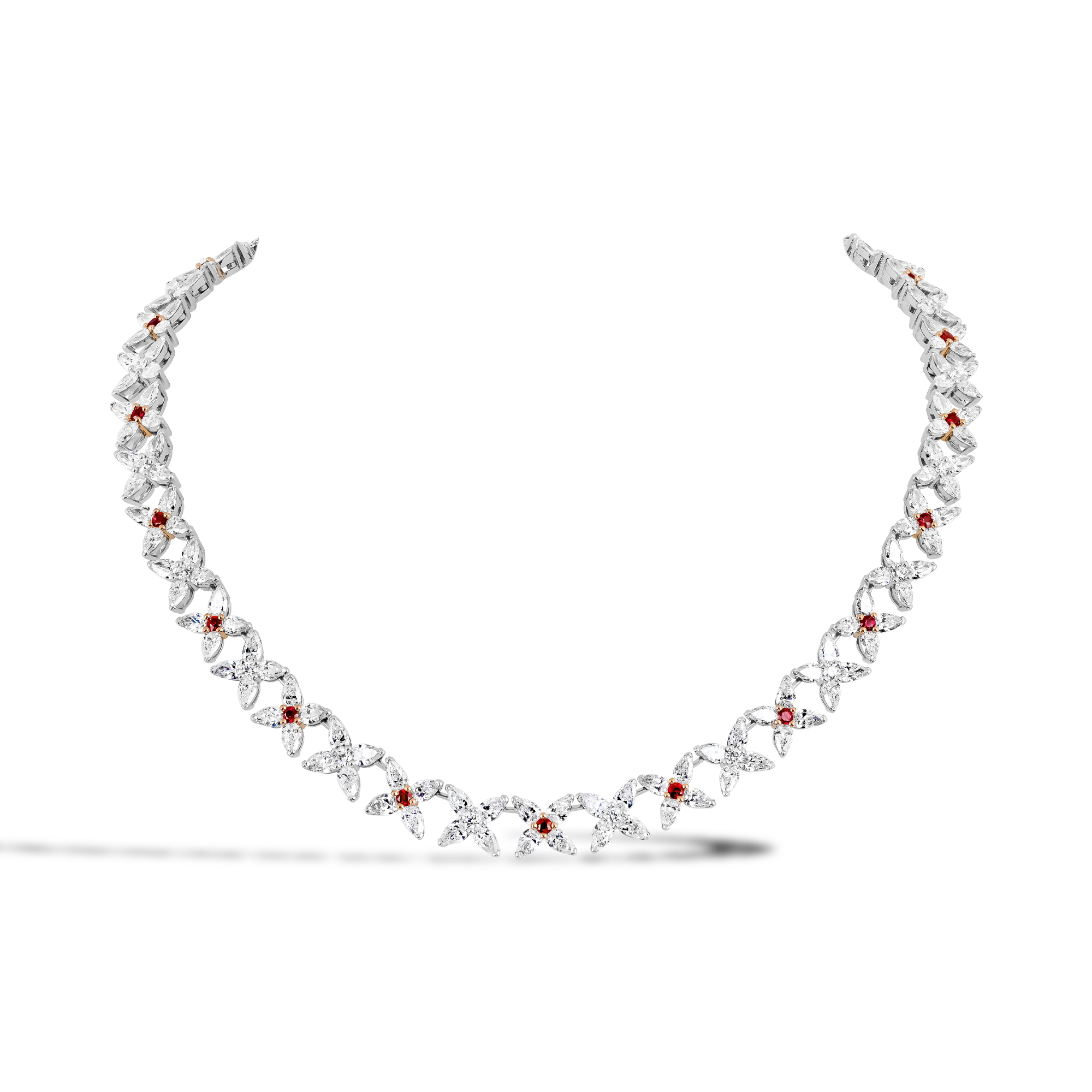Masterpiece Pear Shaped 24.97ct Diamond and Ruby Necklace Pear Shaped & Brilliant Cut, Claw Set_1