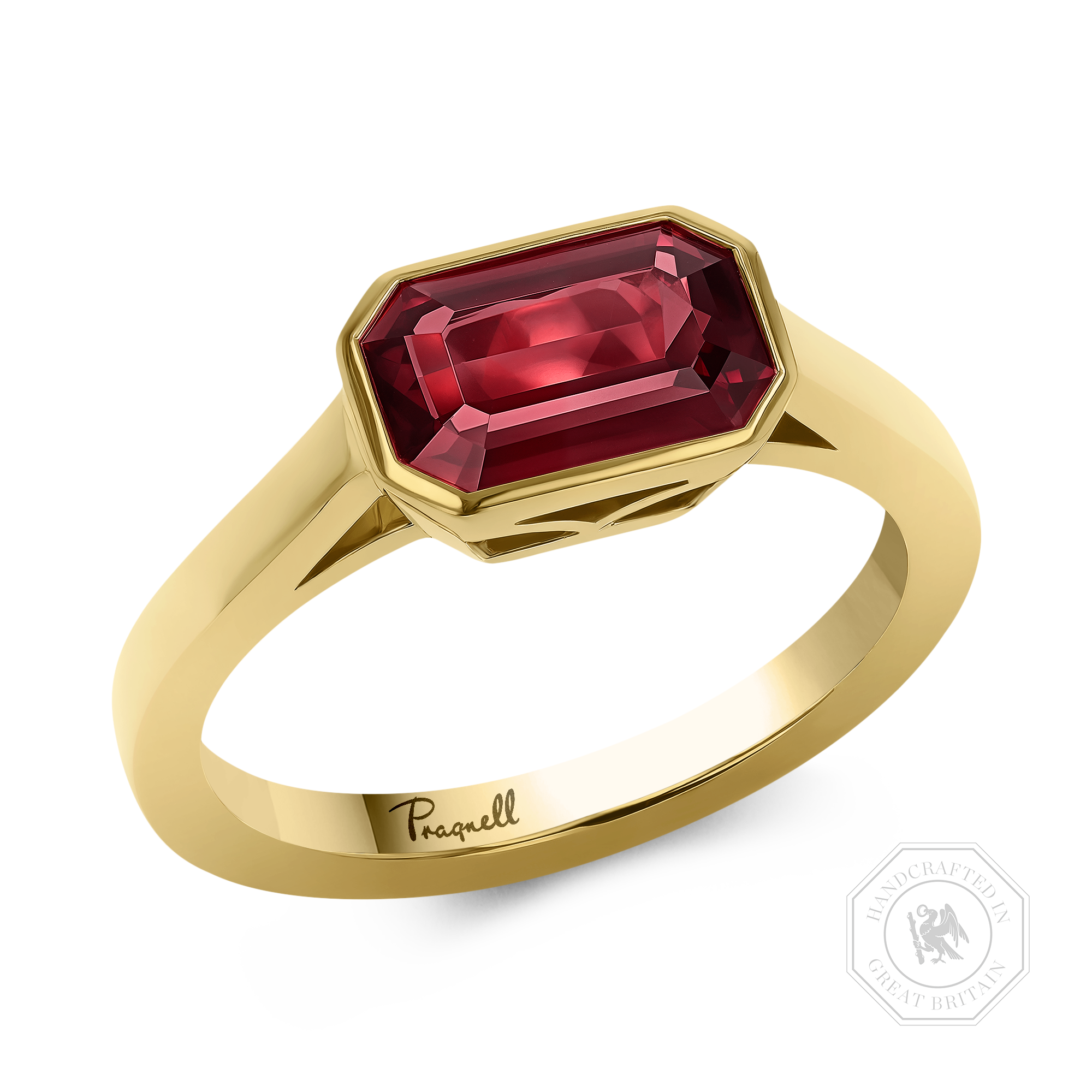 Kingdom 2.07ct Ruby Solitaire Ring Octagon Cut, Rubover Set_1