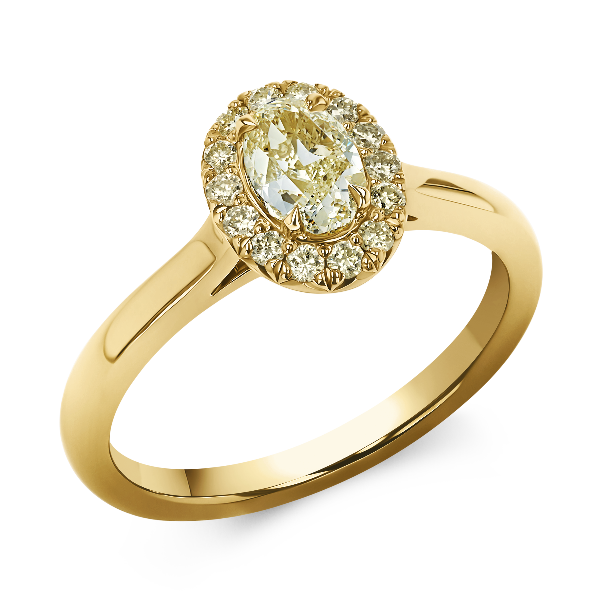 Celestial 0.72ct Fancy Yellow Diamond Cluster Ring Oval Cut, Claw Set_1