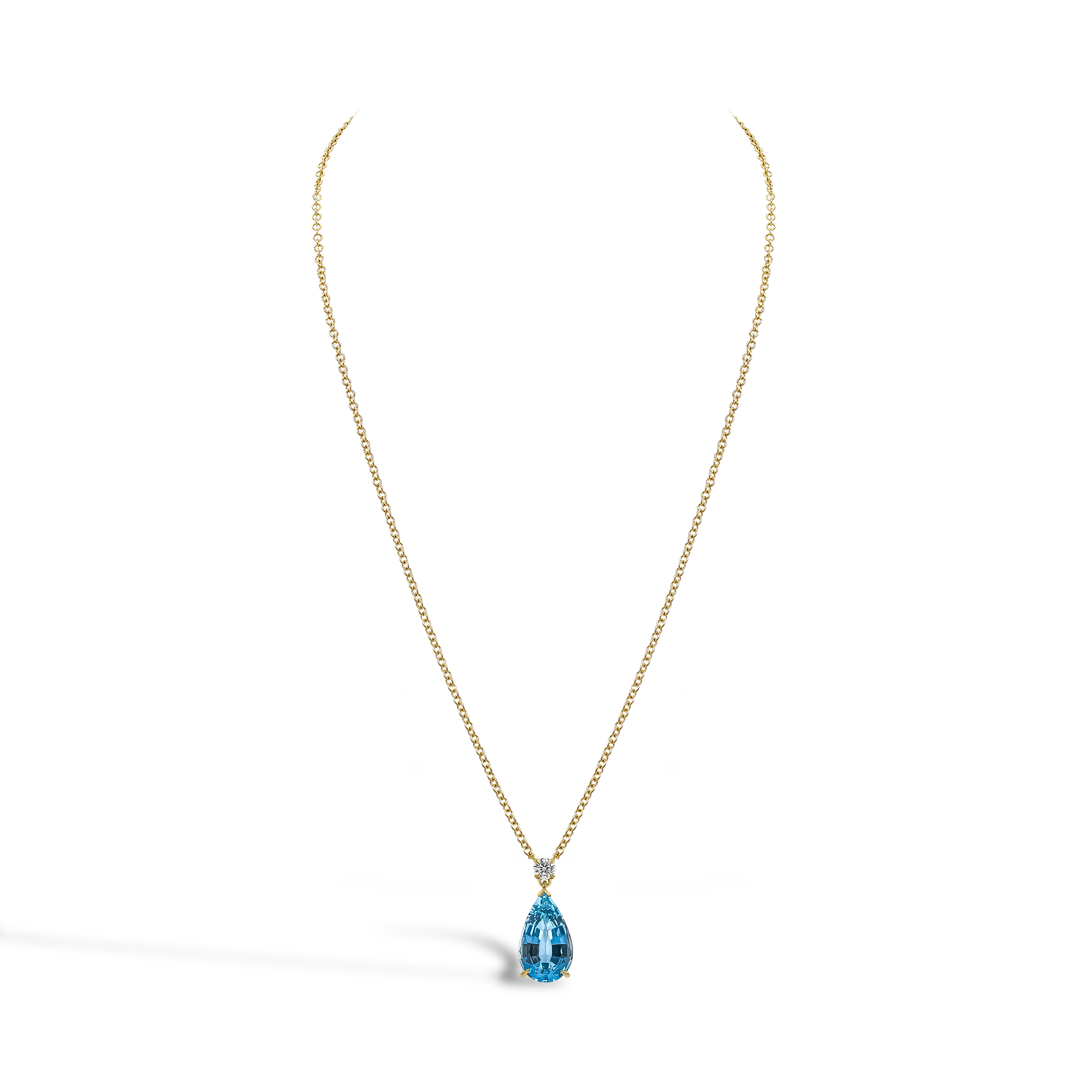 Pear Shape Aquamarine and Diamond Pendant Pearshape, Claw Set_2