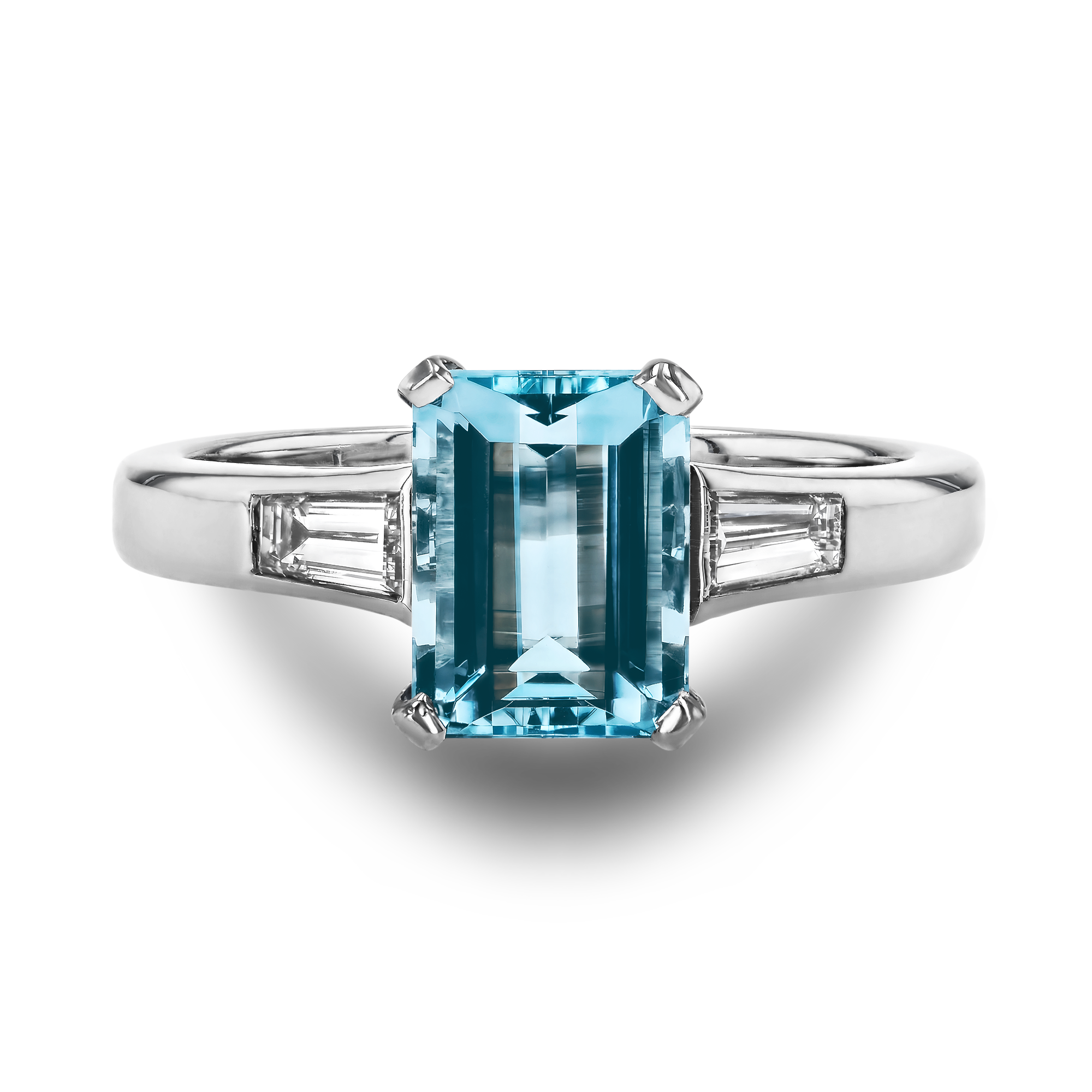 Octagonal Cut Aquamarine Ring Octagon Cut, Four Claw Set_2