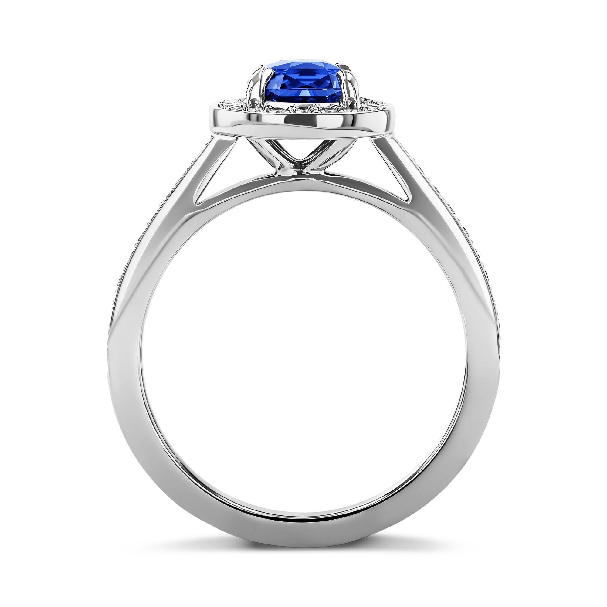 Classic 1.62ct Sapphire and Diamond Cluster Ring Cushion modern cut, Claw set_3