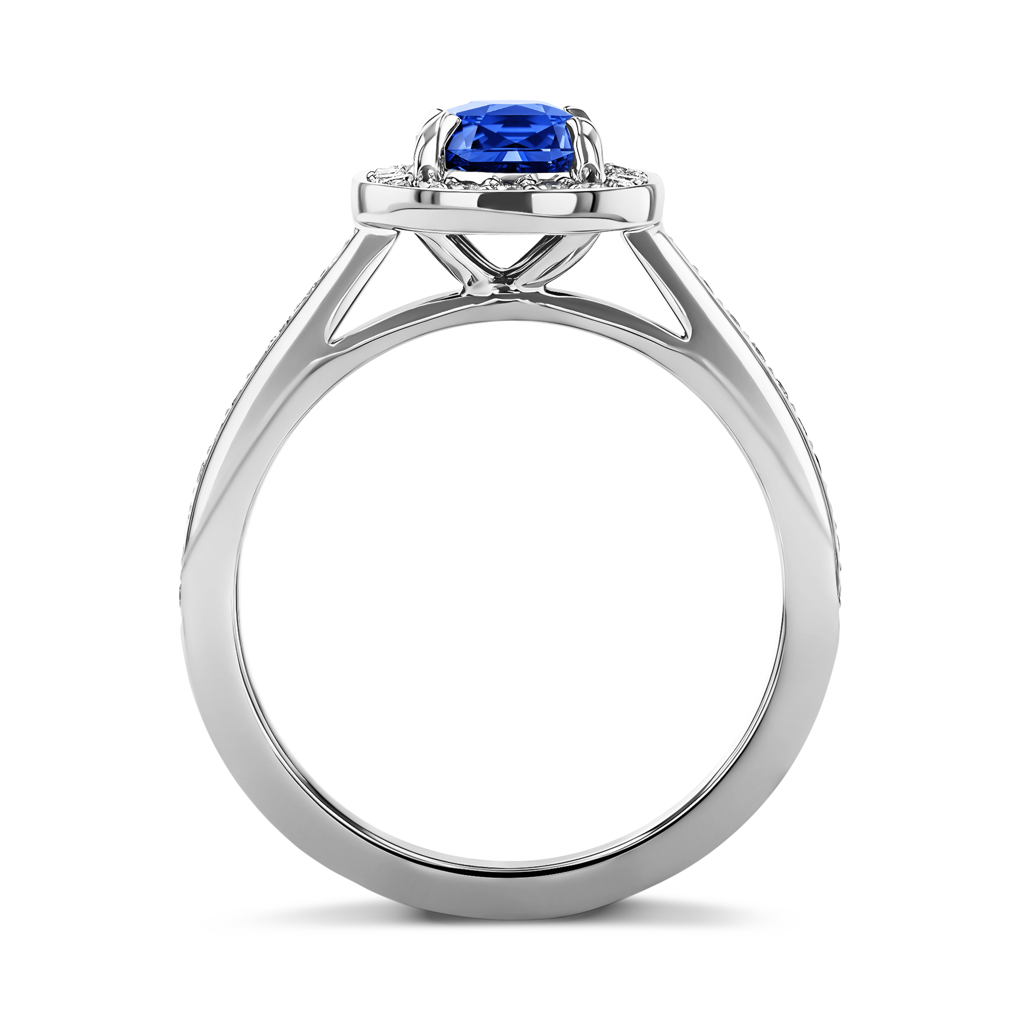 Classic 1.62ct Sapphire and Diamond Cluster Ring Cushion modern cut, Claw set_3