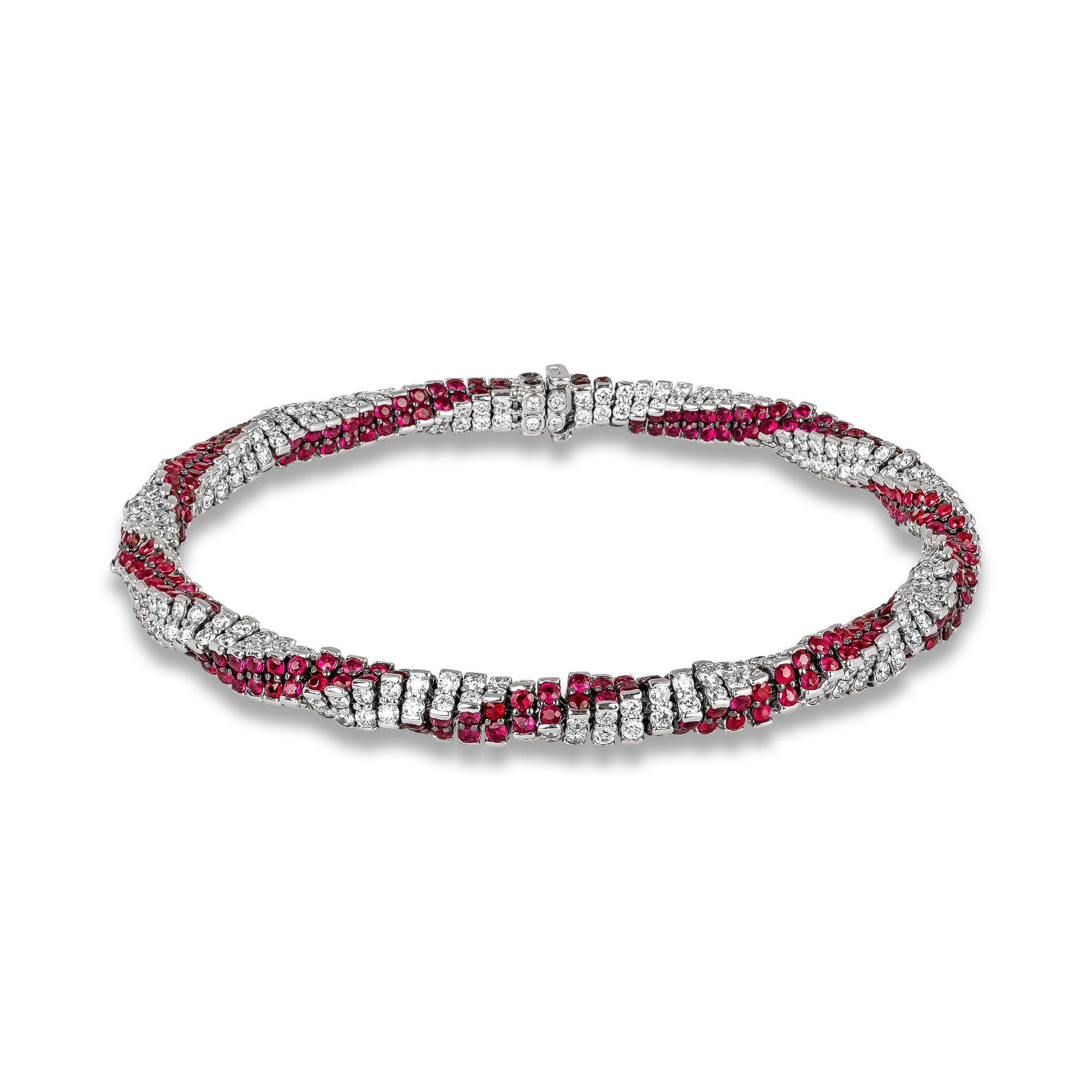 Brilliant Cut Ruby and Diamond Twist Bracelet Brilliant cut, Claw set_1
