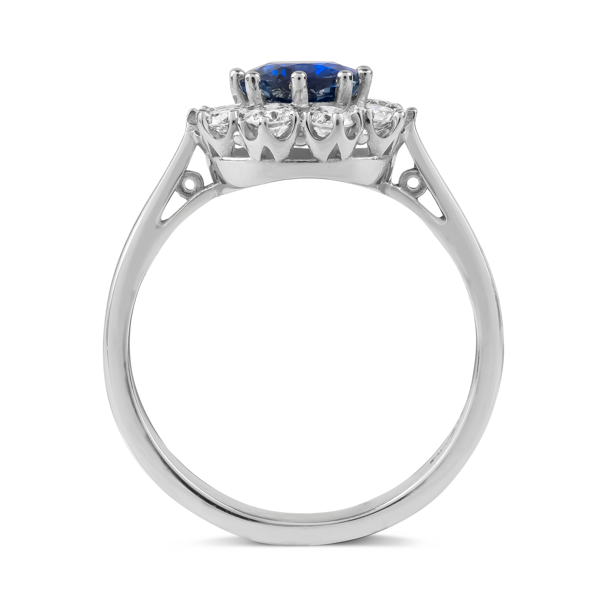 Oval Cut Sapphire and Diamond Cluster Ring Oval Cut, Claw Set_3