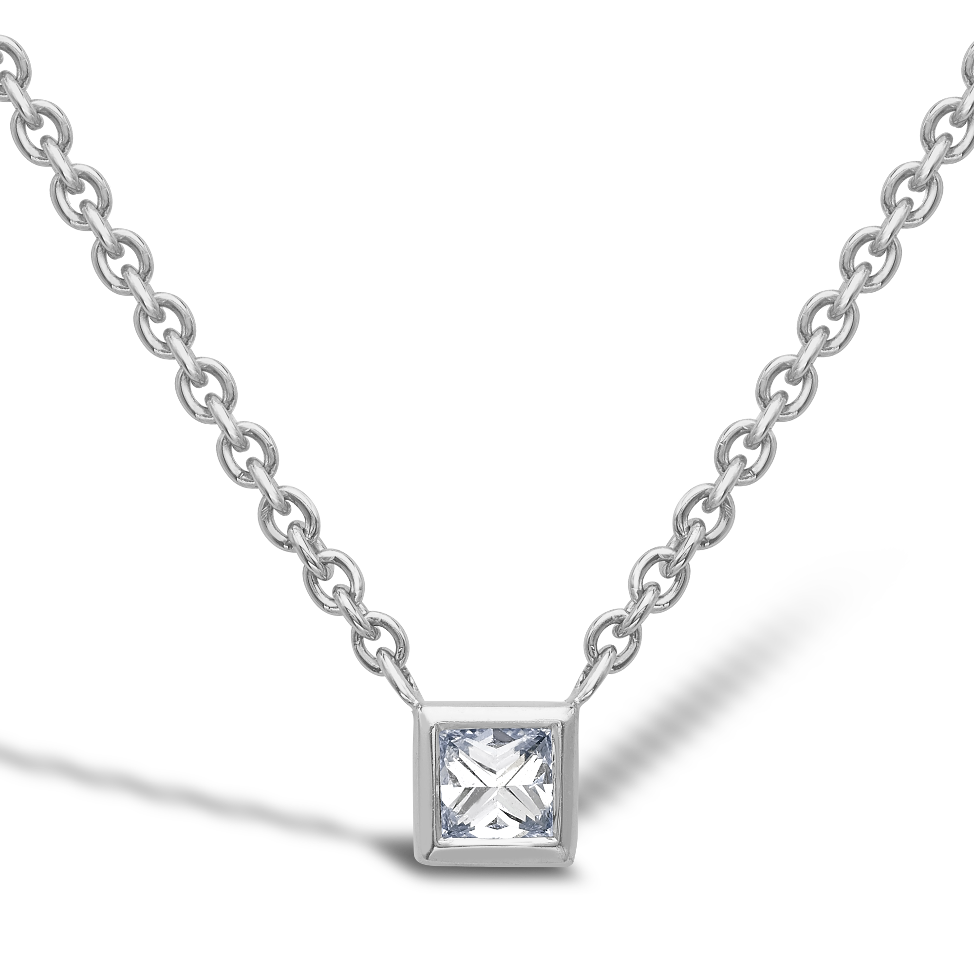 RockChic Diamond Solitaire Pendant Princess Cut, Rubover Set_1