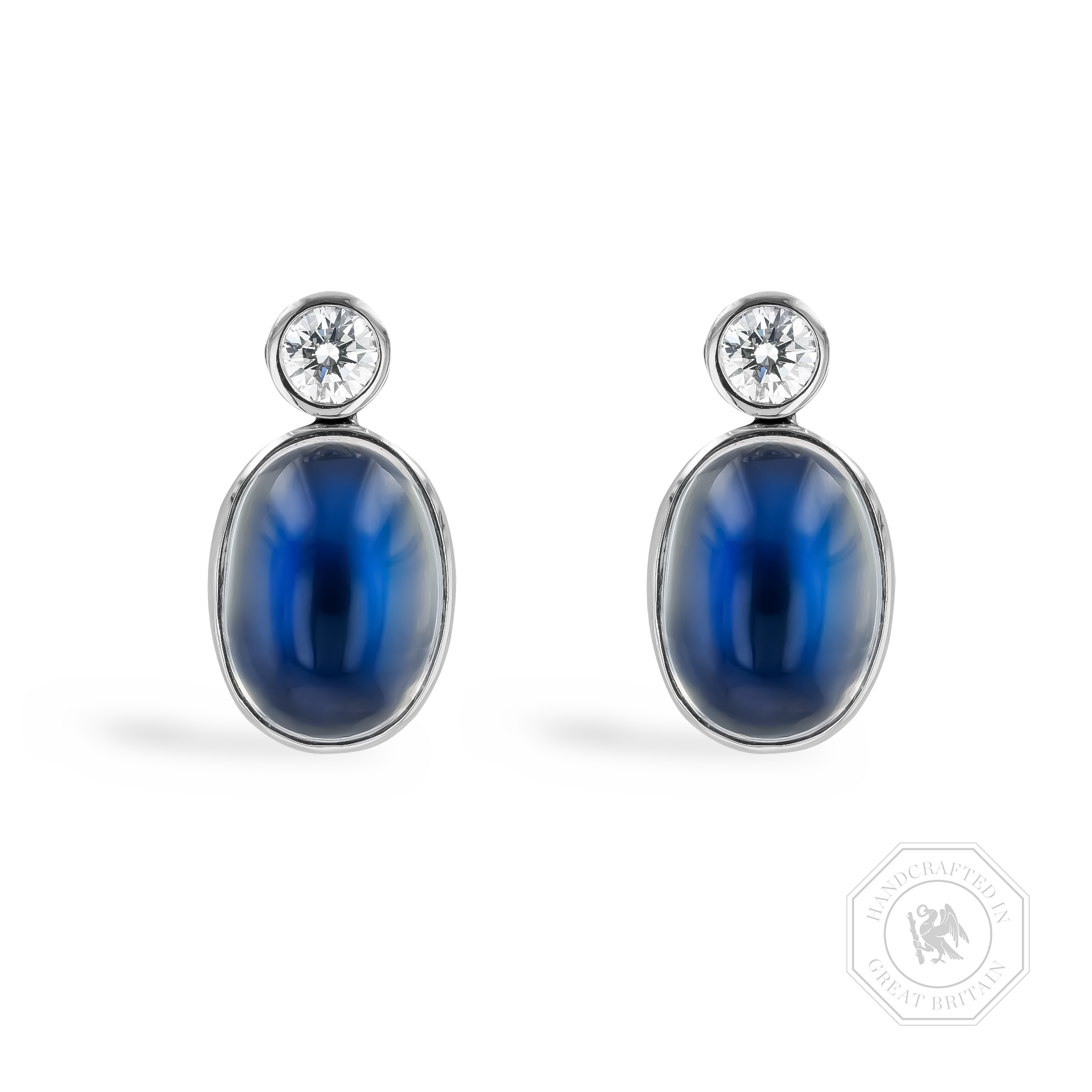 Cabochon Cut 16.08ct Moonstone Earrings Cabochon Cut, Rubover Set_1