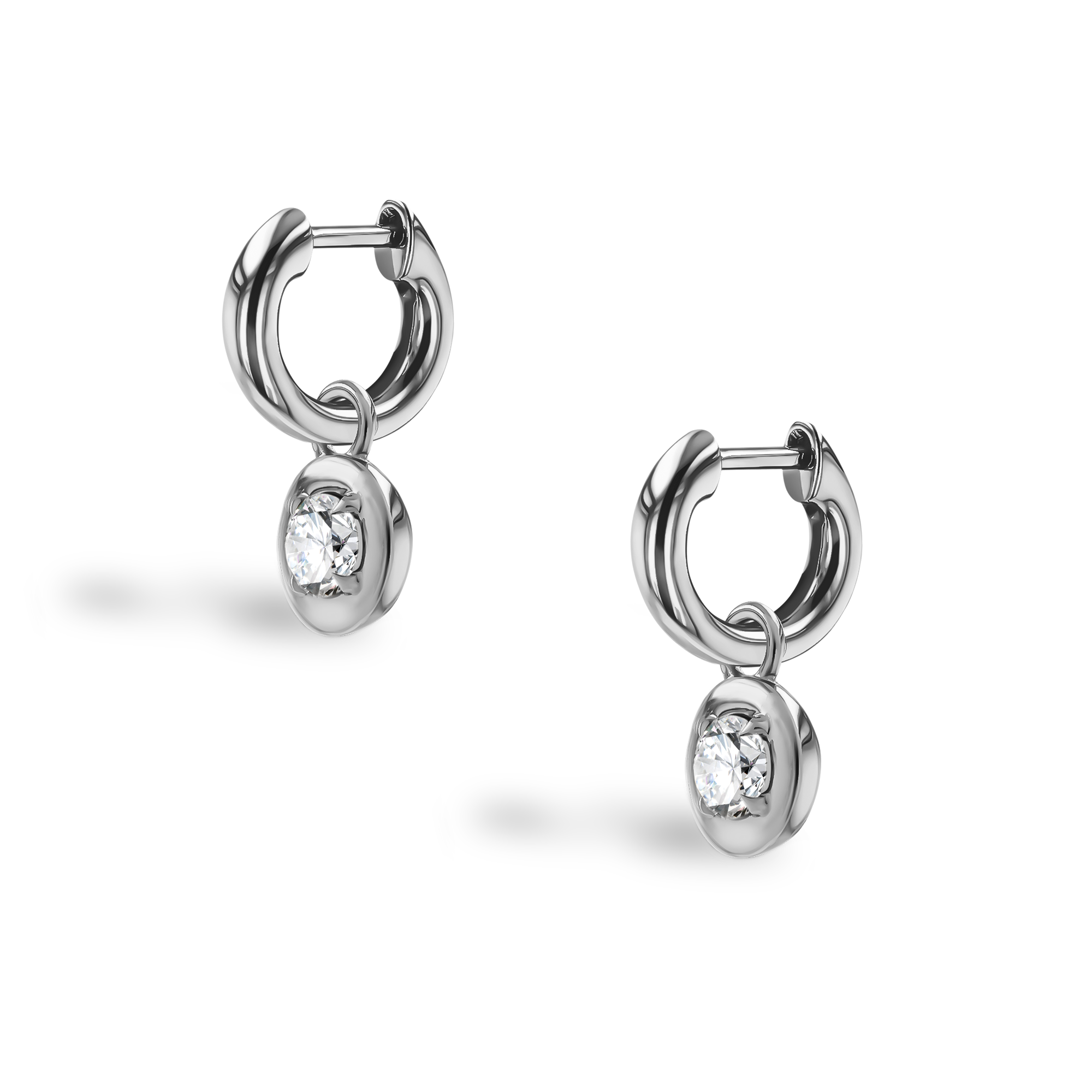Skimming Stone 0.30ct Diamond Drop Hoop Earrings Brilliant cut, Claw set_3