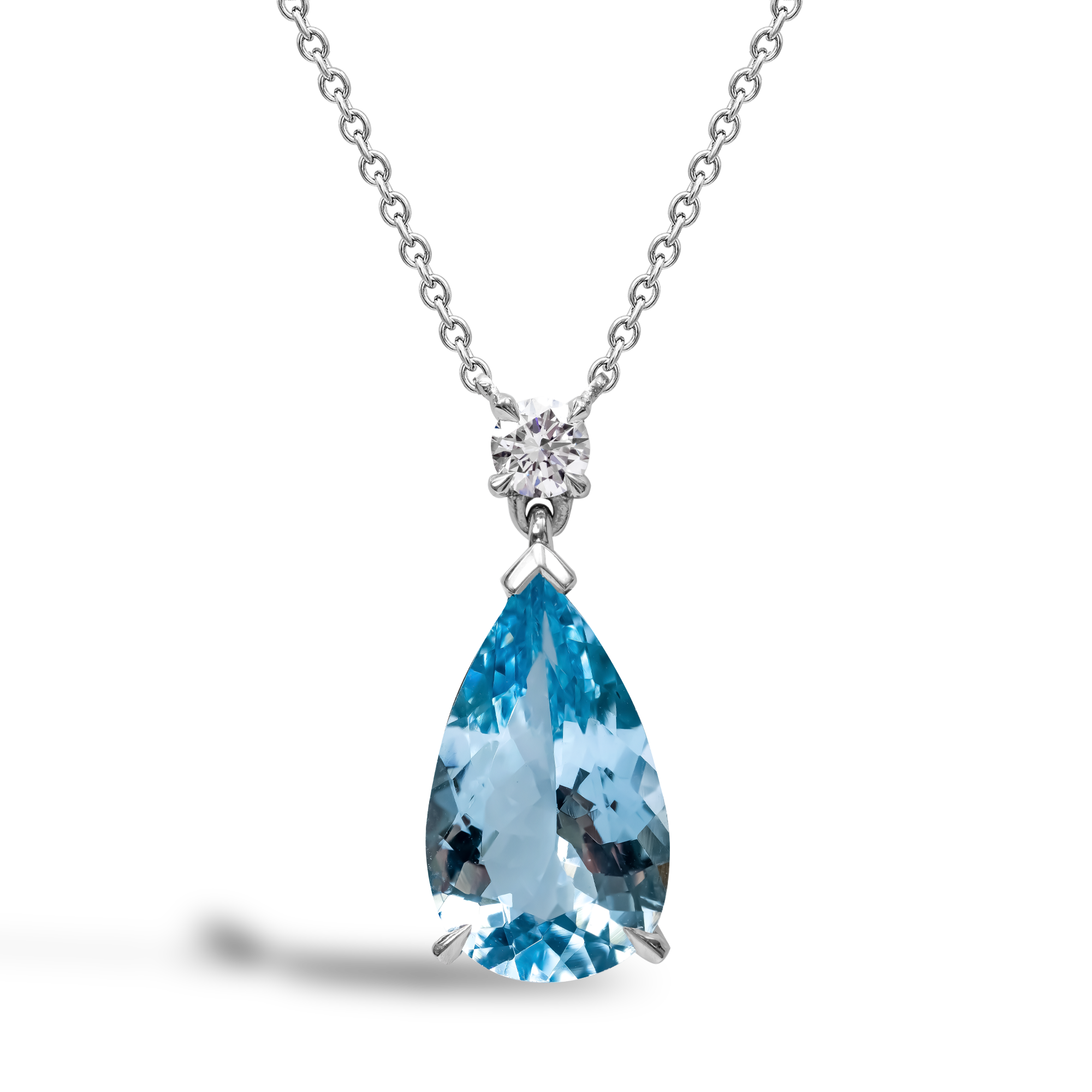 Pear Shaped 2.81ct Lukusuzi Aquamarine and Diamond Pendant Pear Shape, Claw Set_1