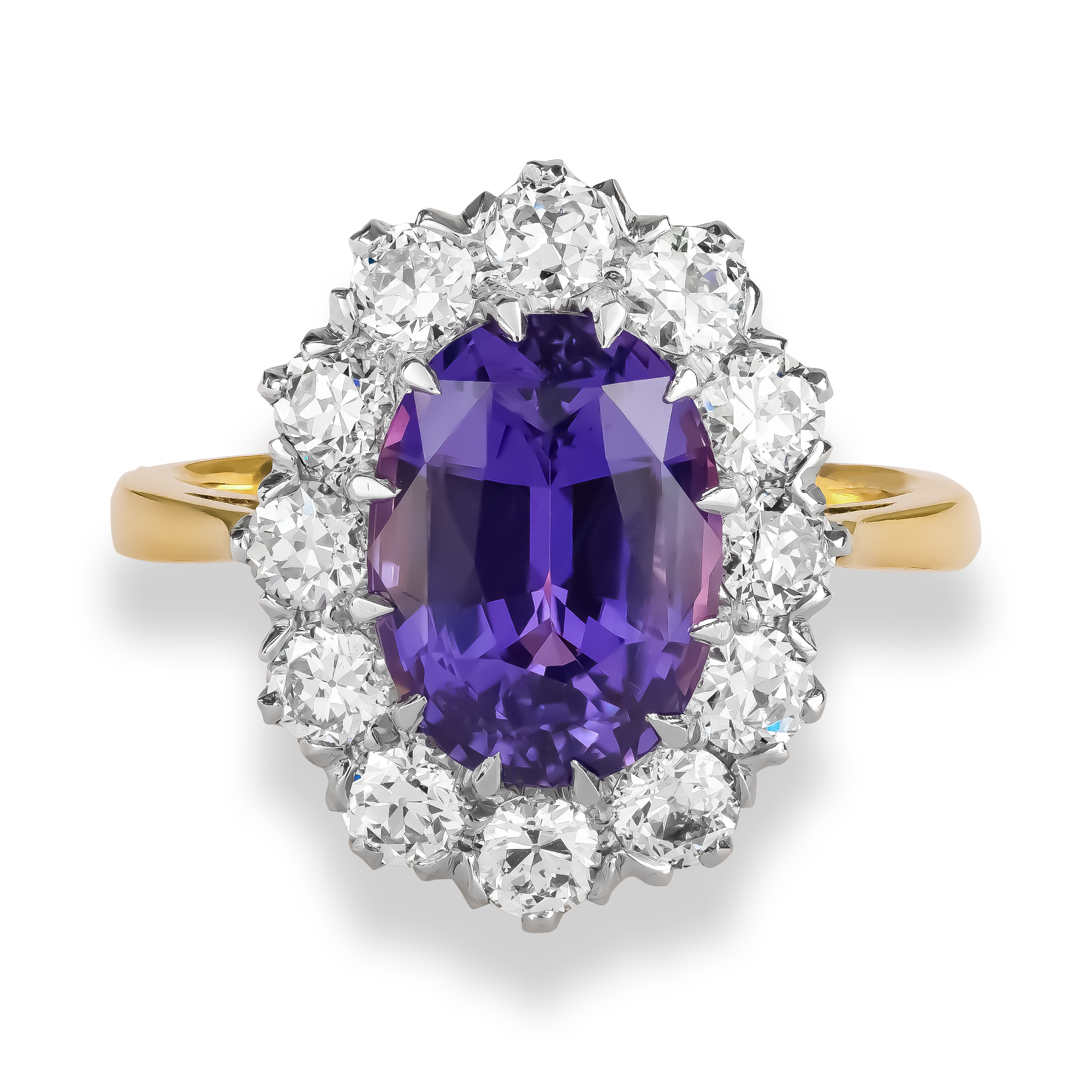 Oval Cut 4.22ct Madagascan Sapphire and Diamond Cluster Ring Oval Cut, Claw Set_2