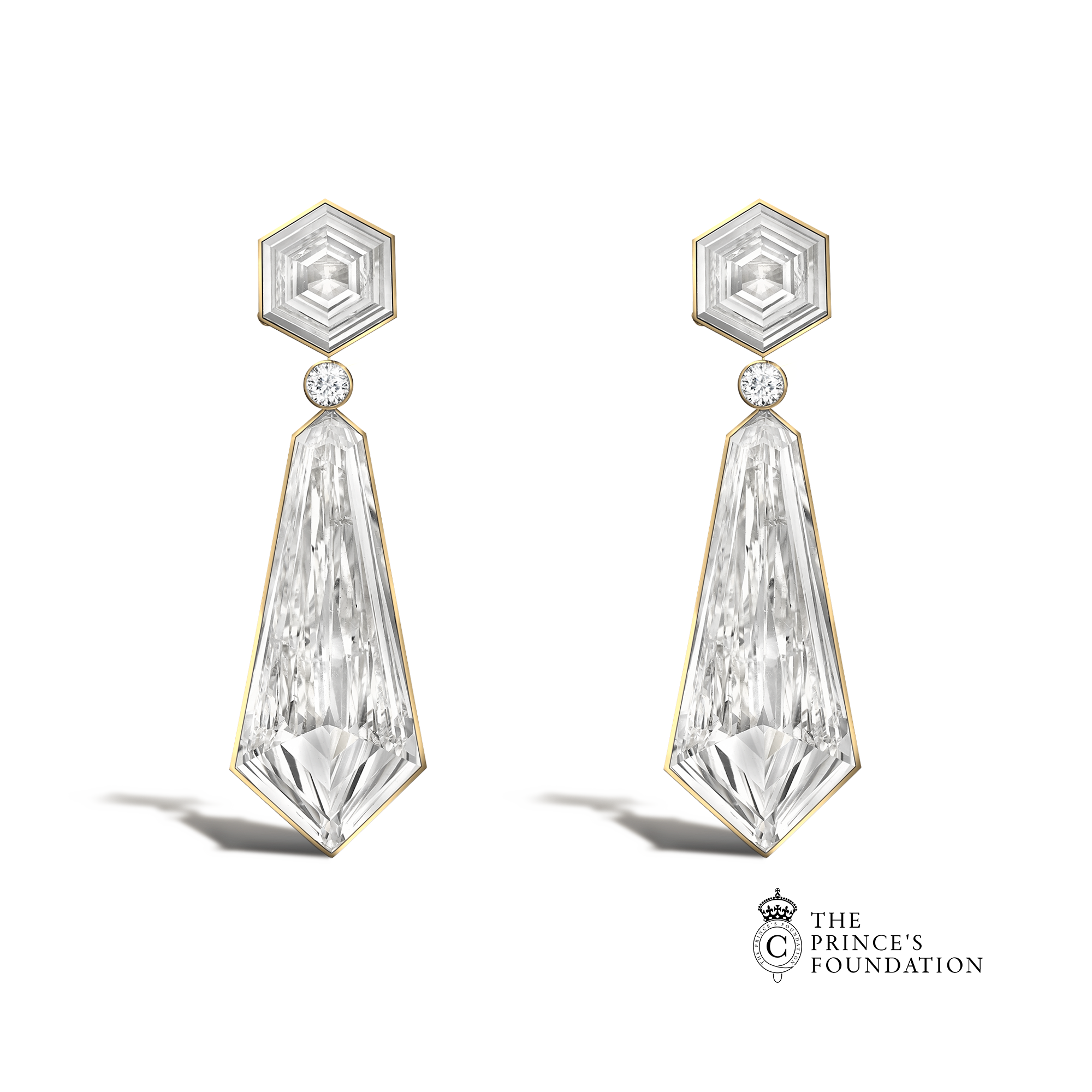 Masterpiece Hex and Kite Cut Diamond Honeycomb Earrings Kite Cut with Hexagonal Cut Diamonds_1