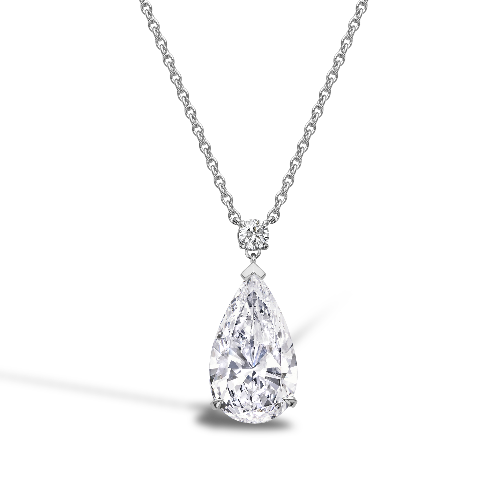 Masterpiece Pearshaped Diamond Pendant with Diamond bale Pearshape Cut, Three Claw_1