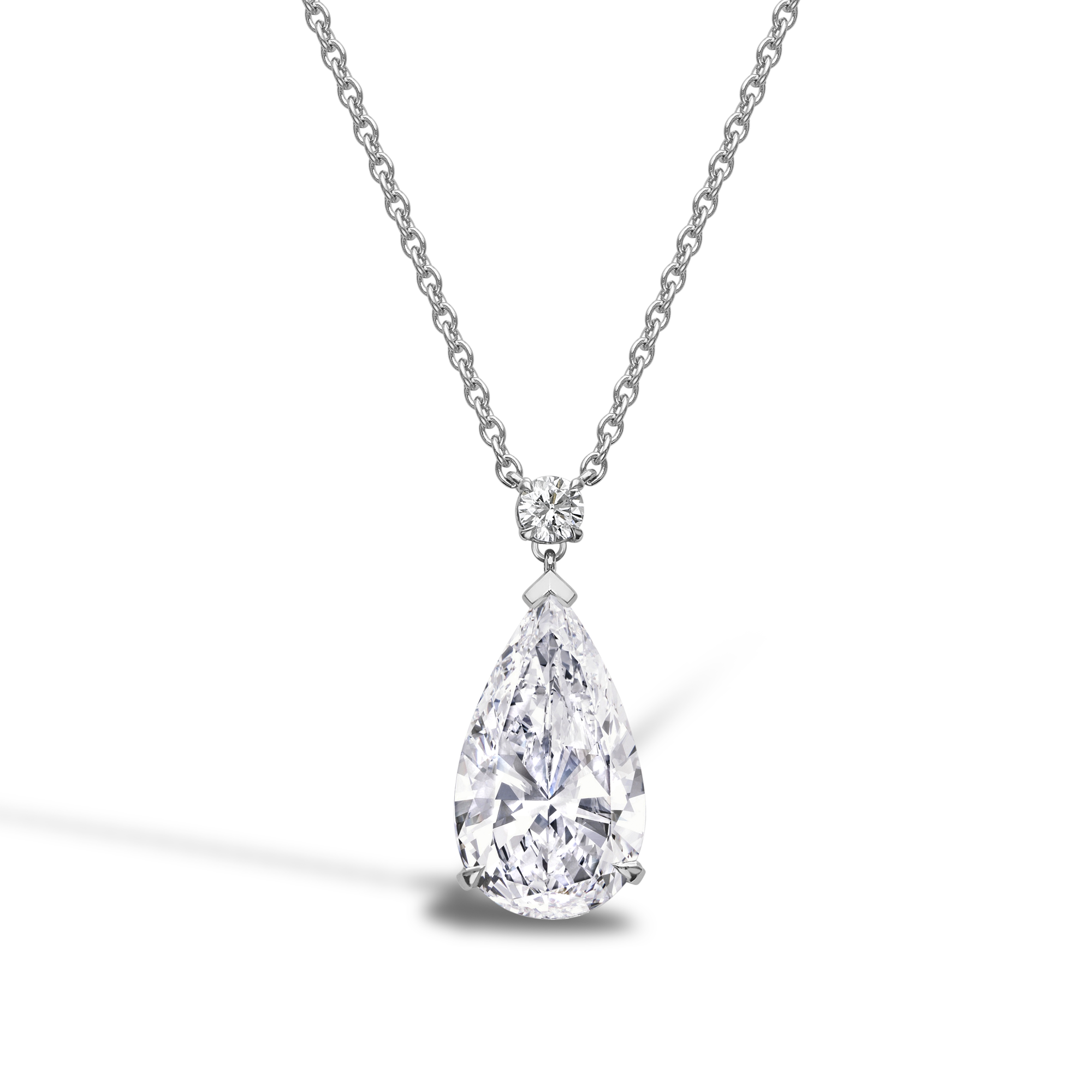 Masterpiece Pearshaped Diamond Pendant with Diamond bale Pearshape Cut, Three Claw_1