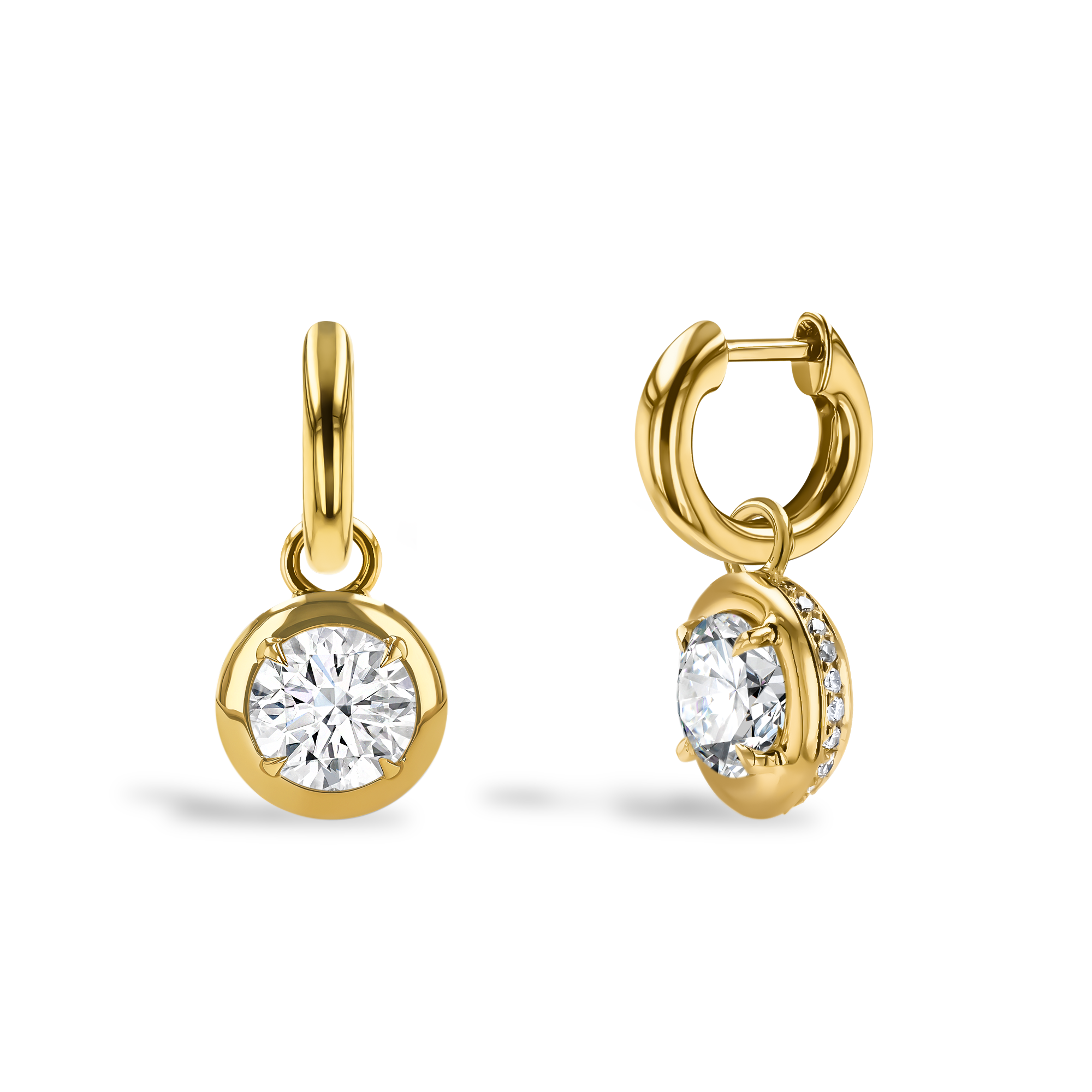 Skimming Stone 1.00ct Diamond Drop Hoop Earrings Brilliant cut, Claw set_1