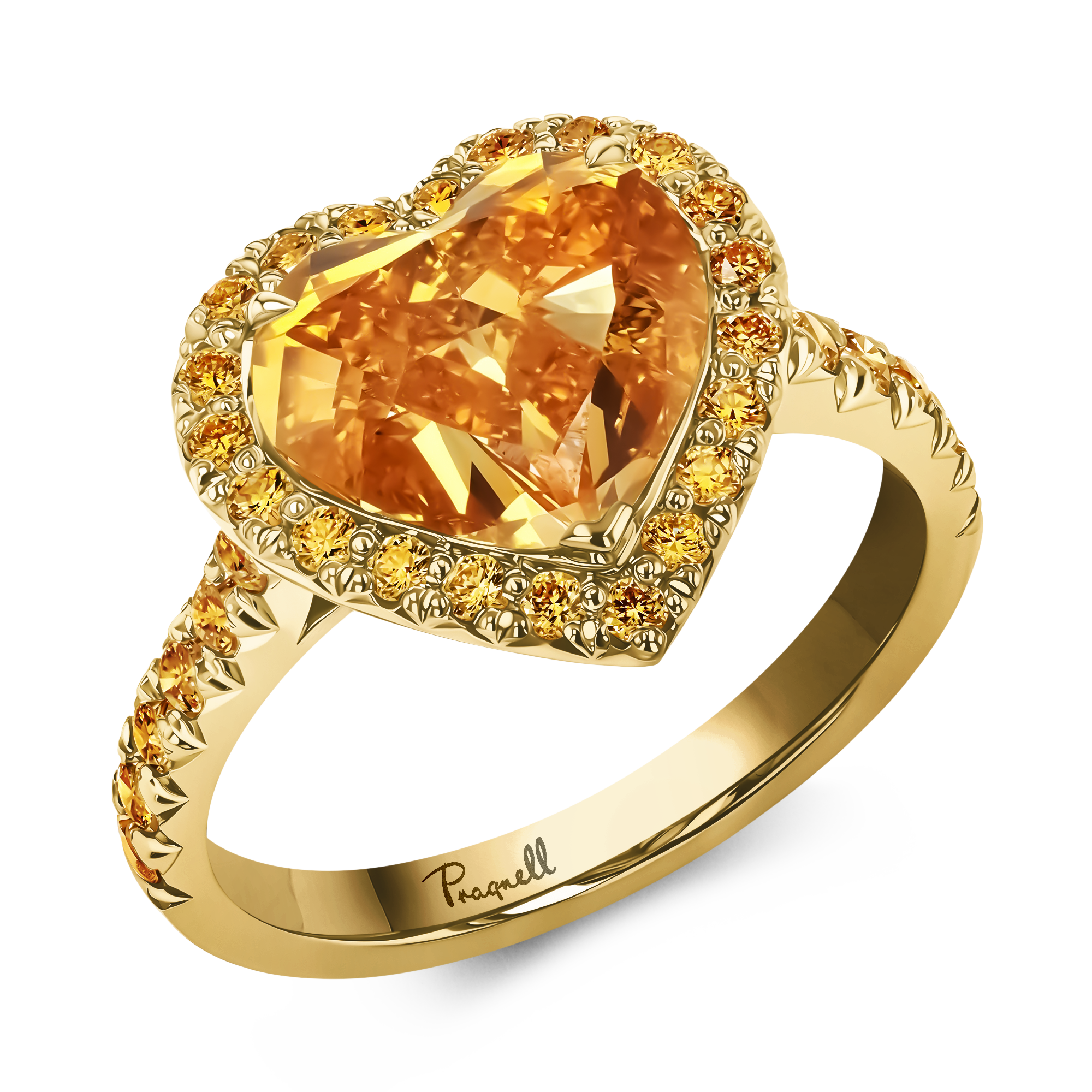 Masterpiece Celestial 2.64ct Fancy Yellow-Orange Diamond Cluster Ring Heartshape, Claw set_1