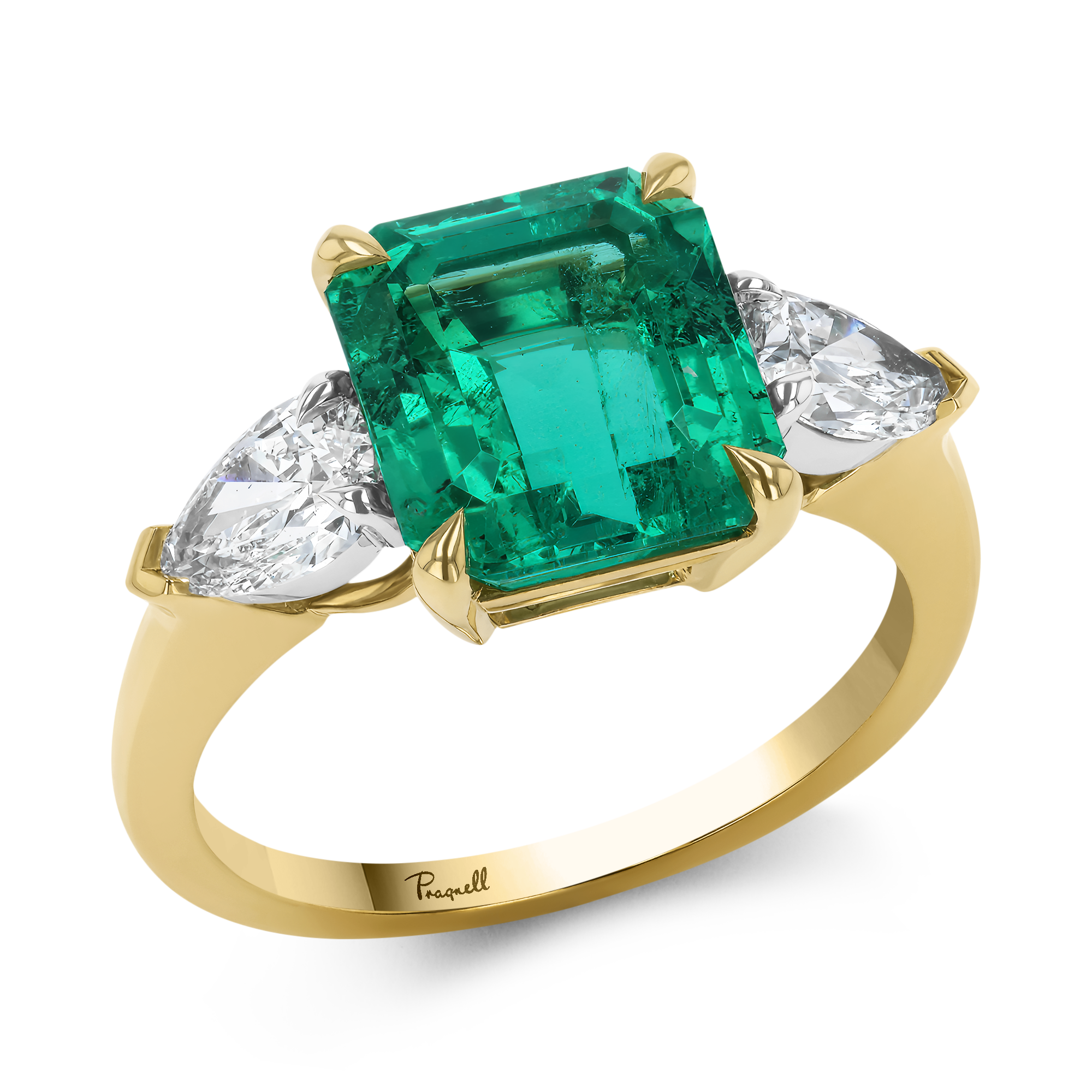 Masterpiece 3.718ct Octagonal Cut Colombian Emerald and Diamond Ring Octagonal Cut, Claw Set_1