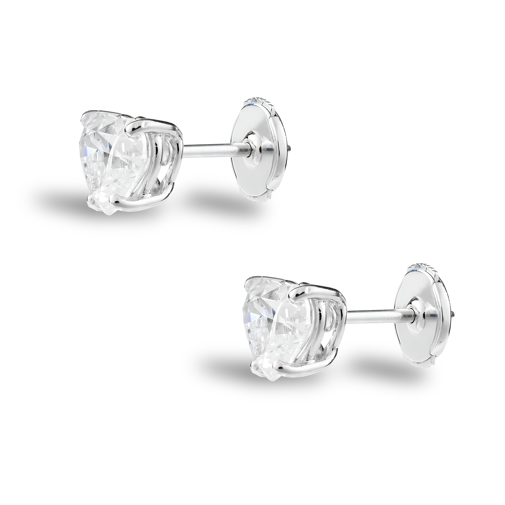 Heart Shaped 4.03ct Diamond Stud Earrings Heart Shape, Claw Set_2