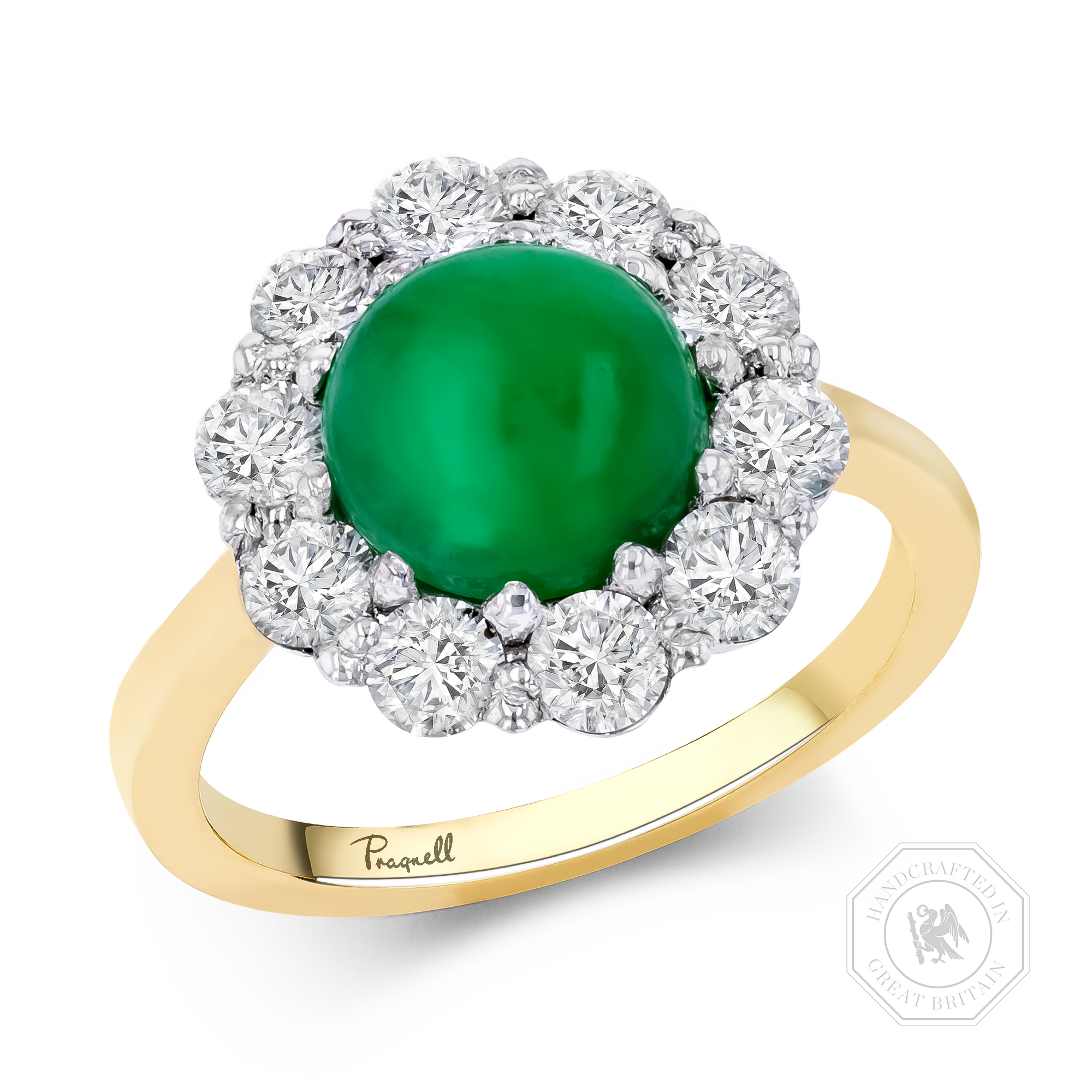Cabochon Jadeite and Diamond Ring Cabochon Cut, Claw Set_1