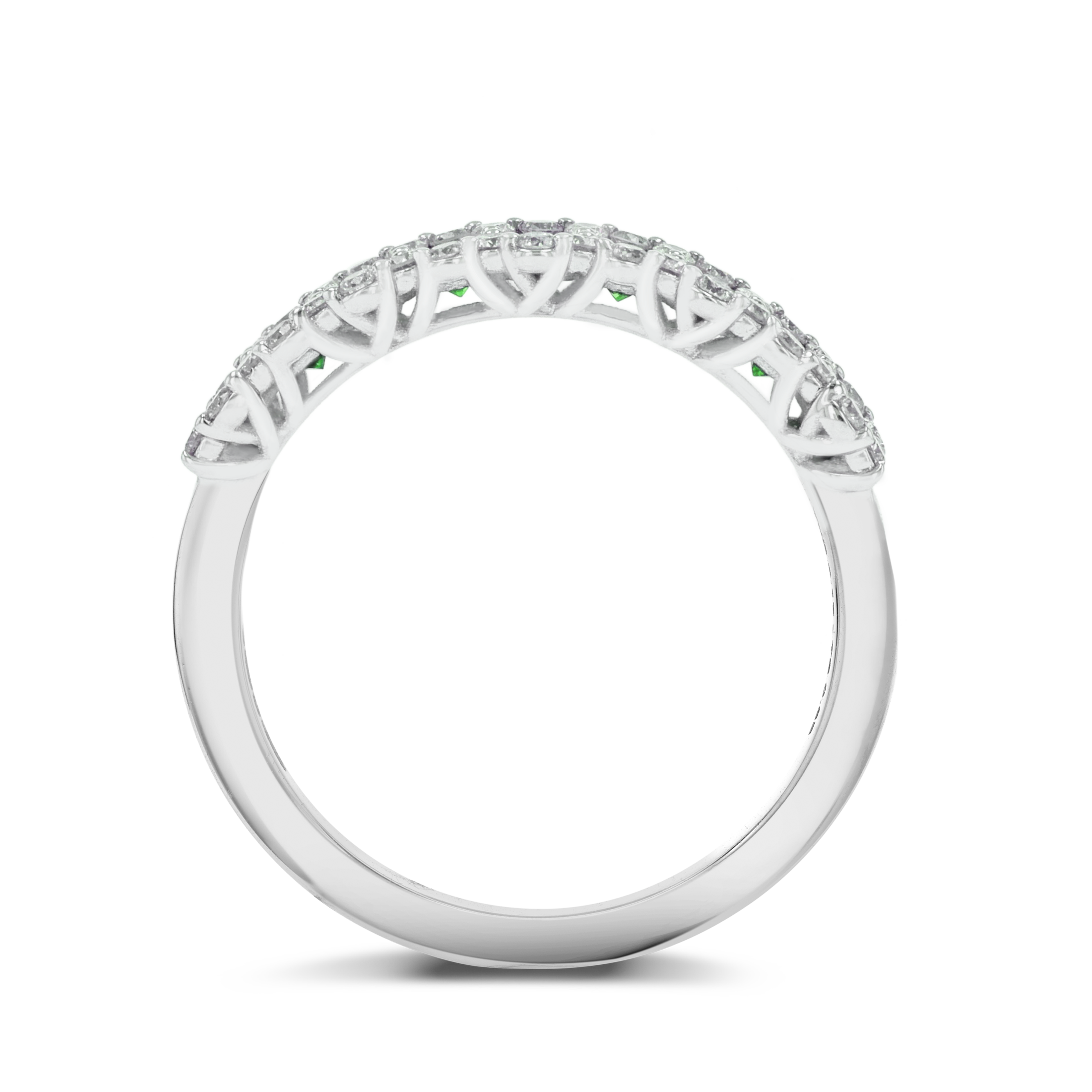 Emerald and Diamond Eternity Ring Brilliant Cut, Half Eternity, Claw Set_3