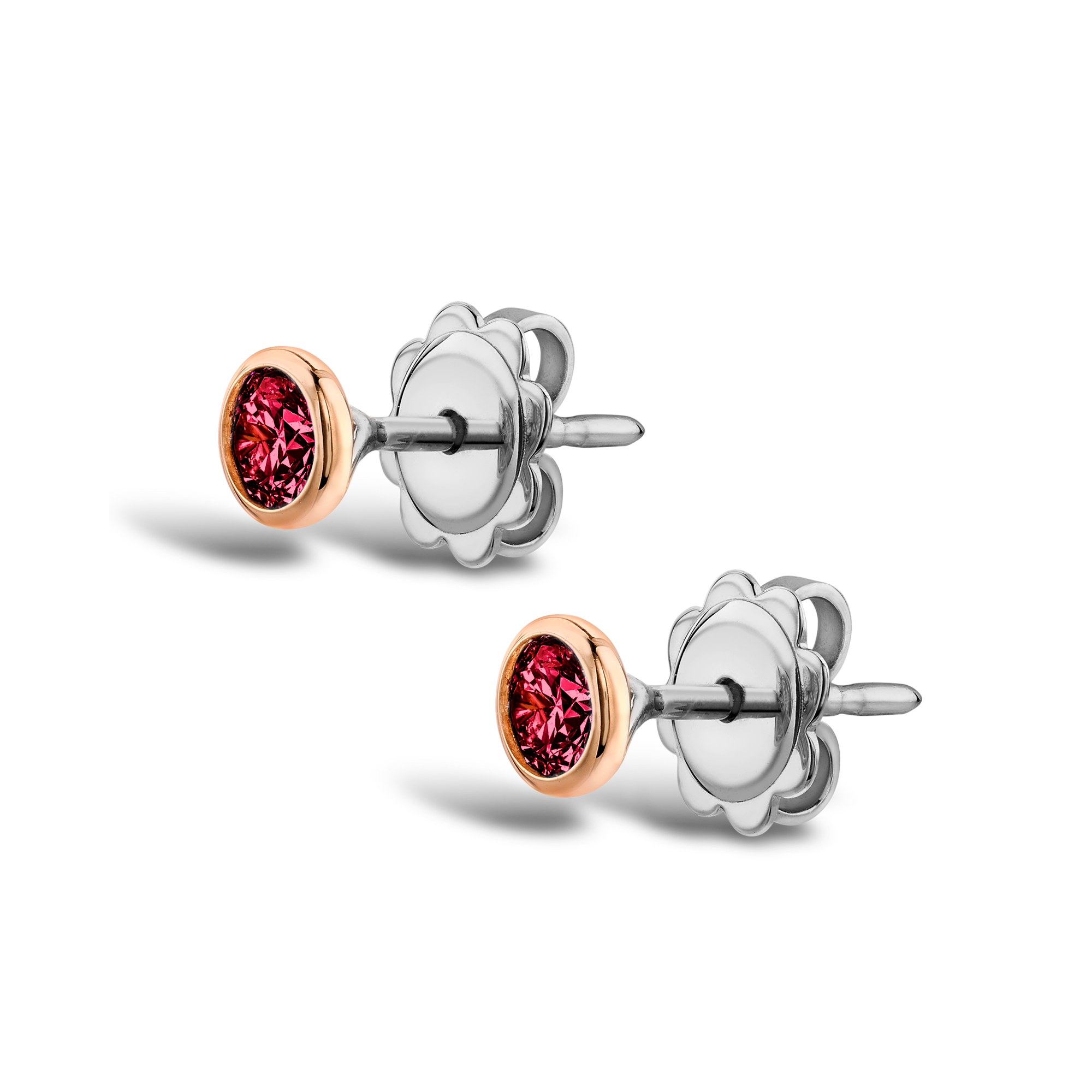 Oval Ruby Ear Studs 1.04ct in 18ct Rose & White Gold Oval Cut