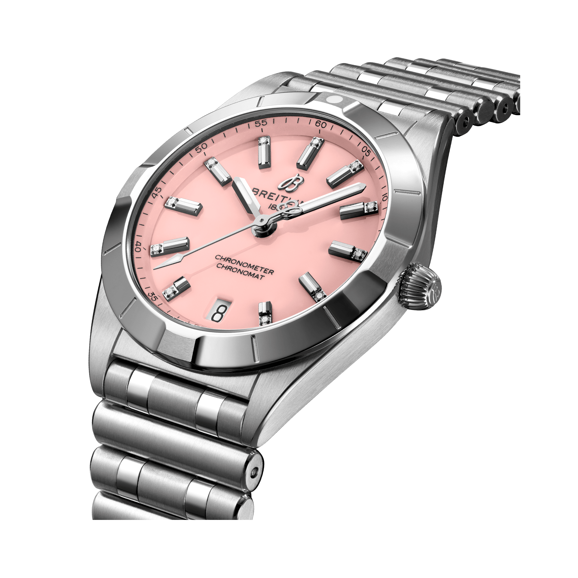 Breitling Chronomat 32 32mm, Pink Dial, Baton Numerals_3